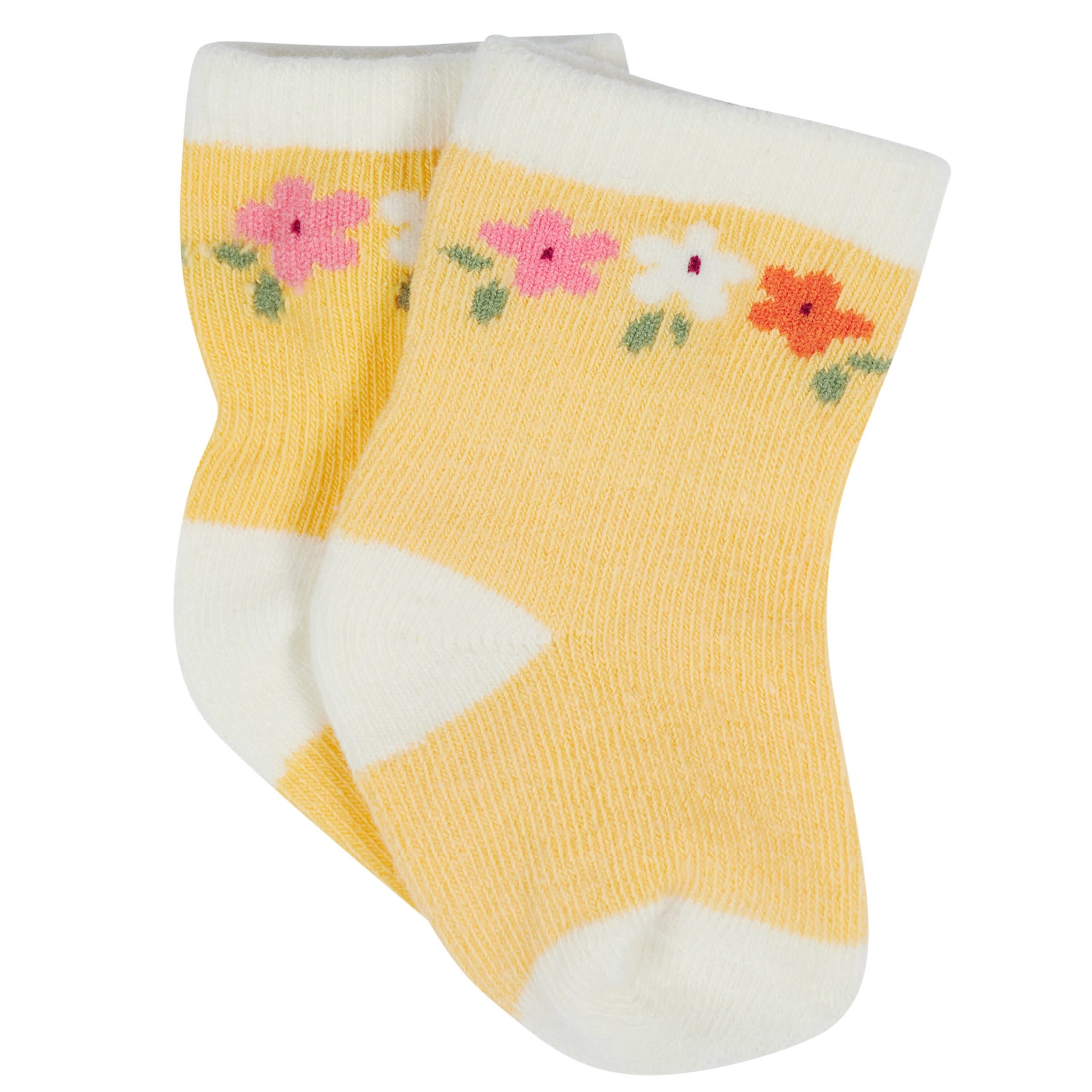 12-Pack Baby & Toddler Girls Floral Fox Jersey Crew Wiggle Proof® Socks - Image 2