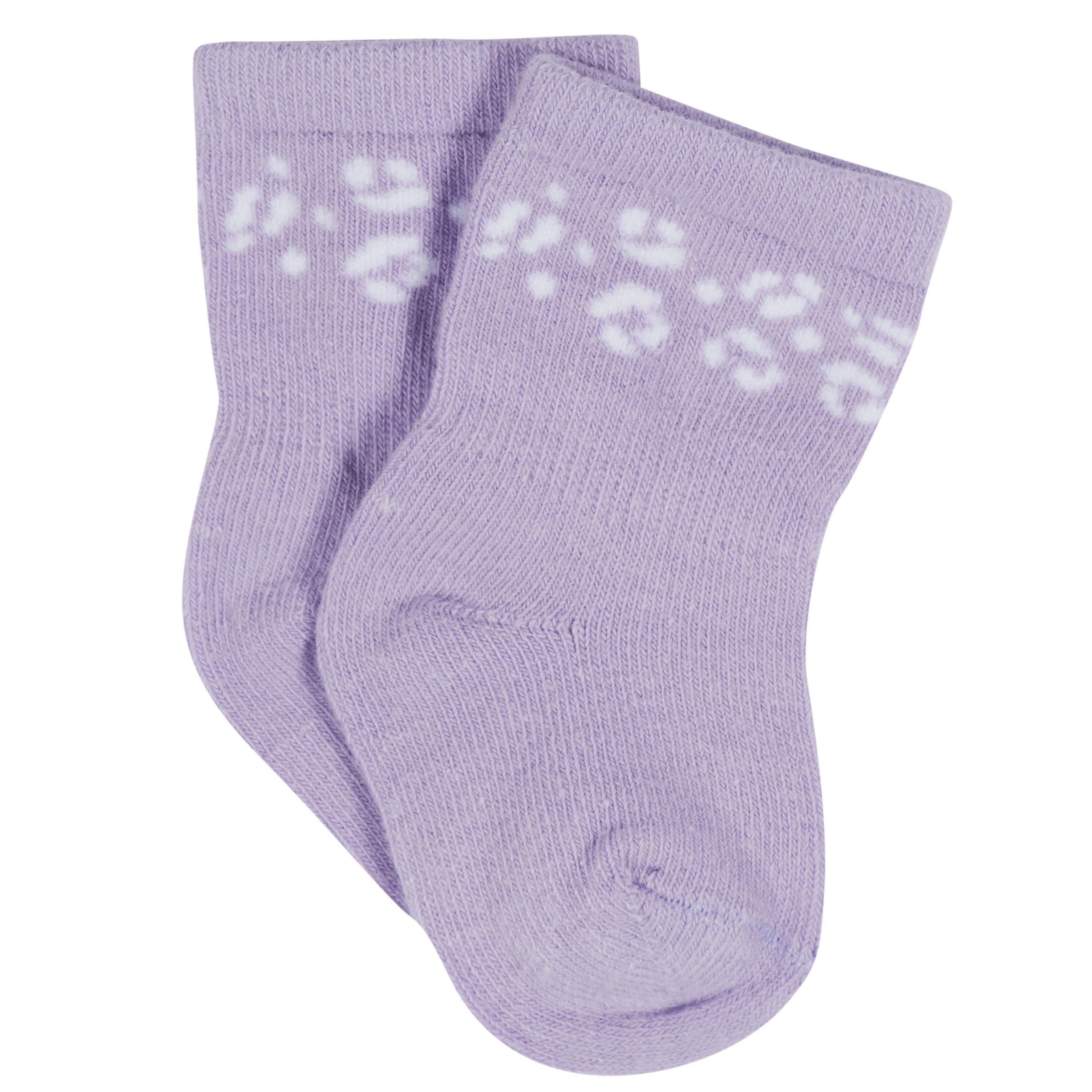 12-Pack Baby & Toddler Girls Rainbow Floral Jersey Crew Wiggle Proof® Socks - Image 13