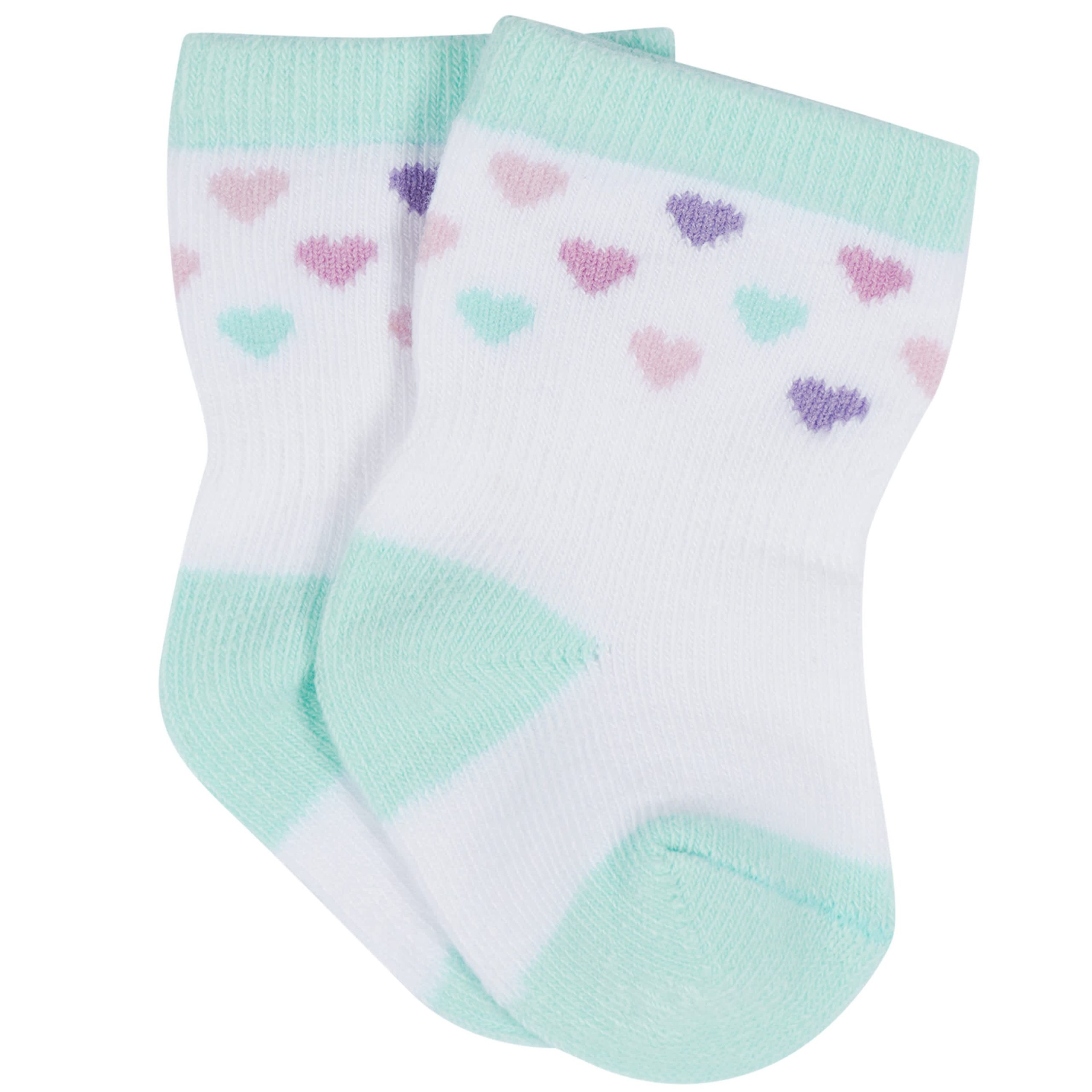 12-Pack Baby & Toddler Girls Rainbow Floral Jersey Crew Wiggle Proof® Socks - Image 4