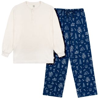 2-Piece Men's Navy Toile Hacci Pajamas