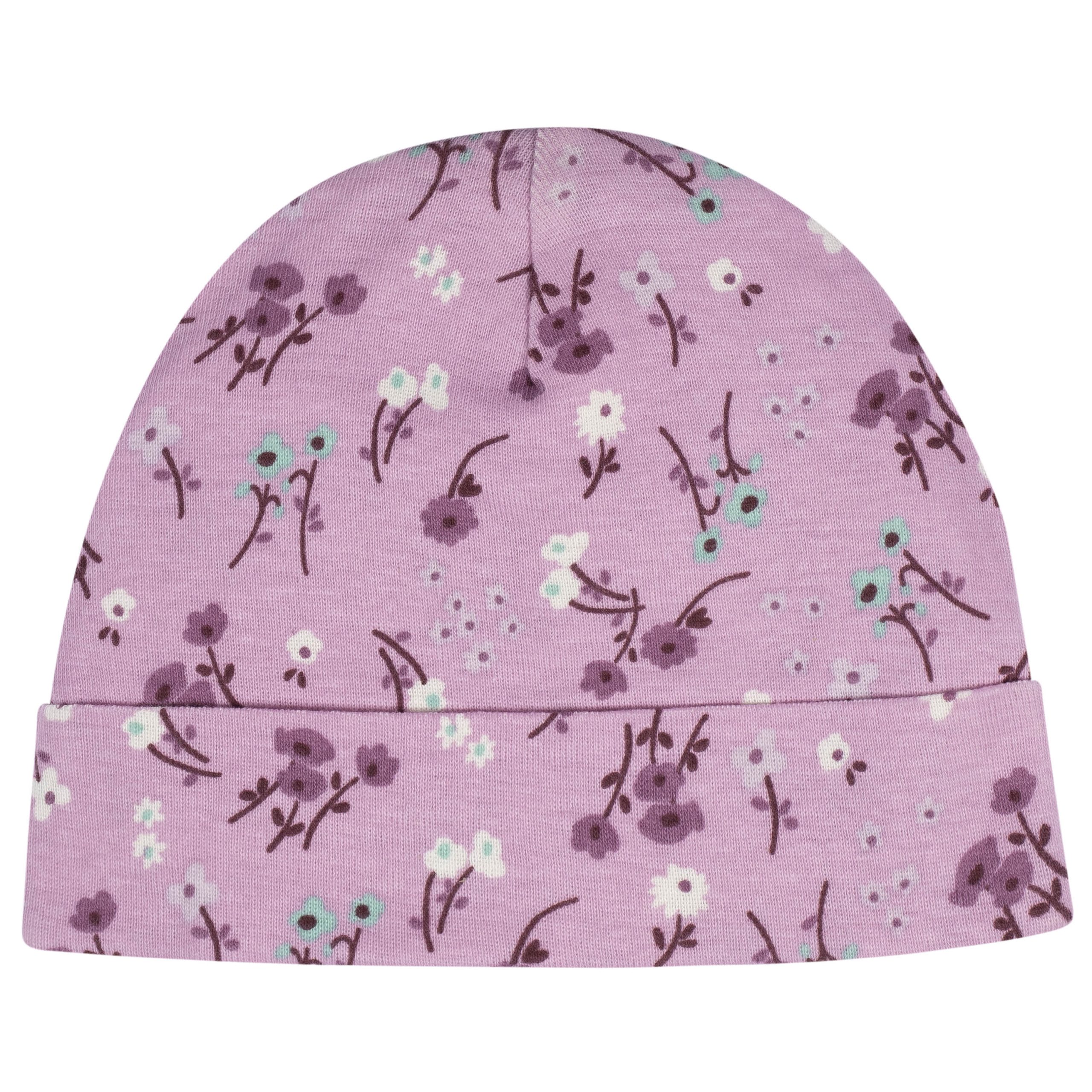 8-Piece Baby Girls Lavender Garden No Scratch Mittens & Caps Set - Image 6