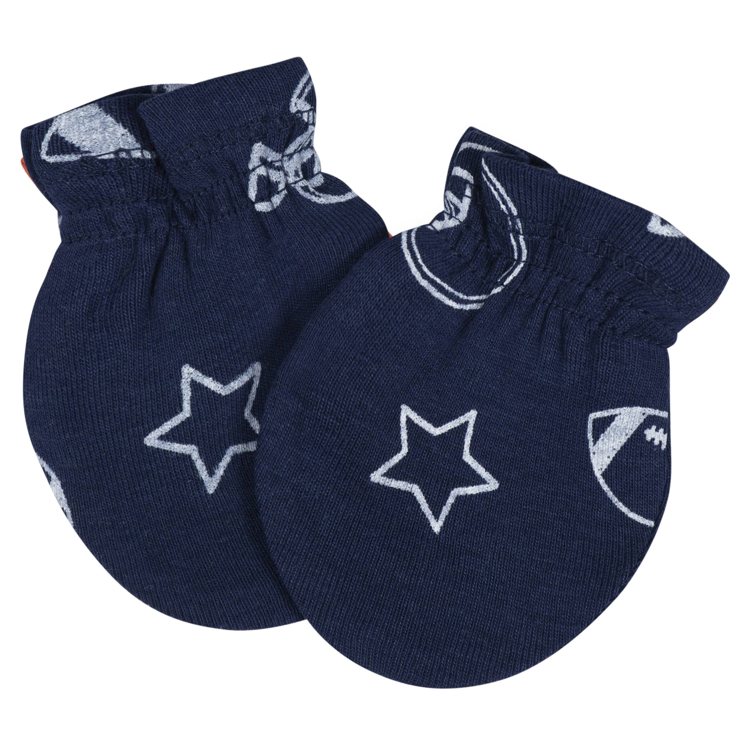 8-Piece Baby Boys All Star No Scratch Mittens & Caps Set - Image 9
