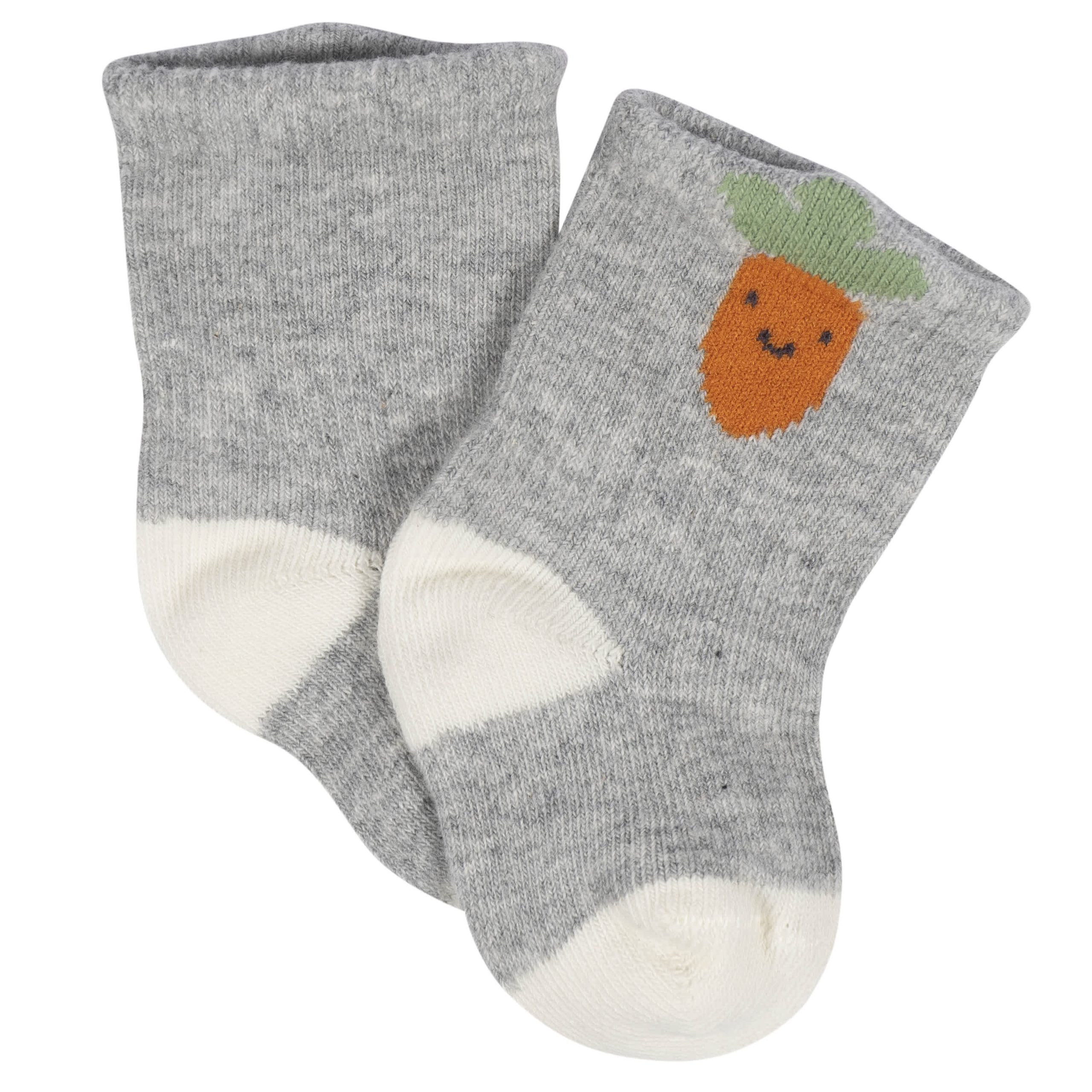8-Pack Baby Neutral Happy Veggies Jersey Wiggle Proof® Socks - Image 3