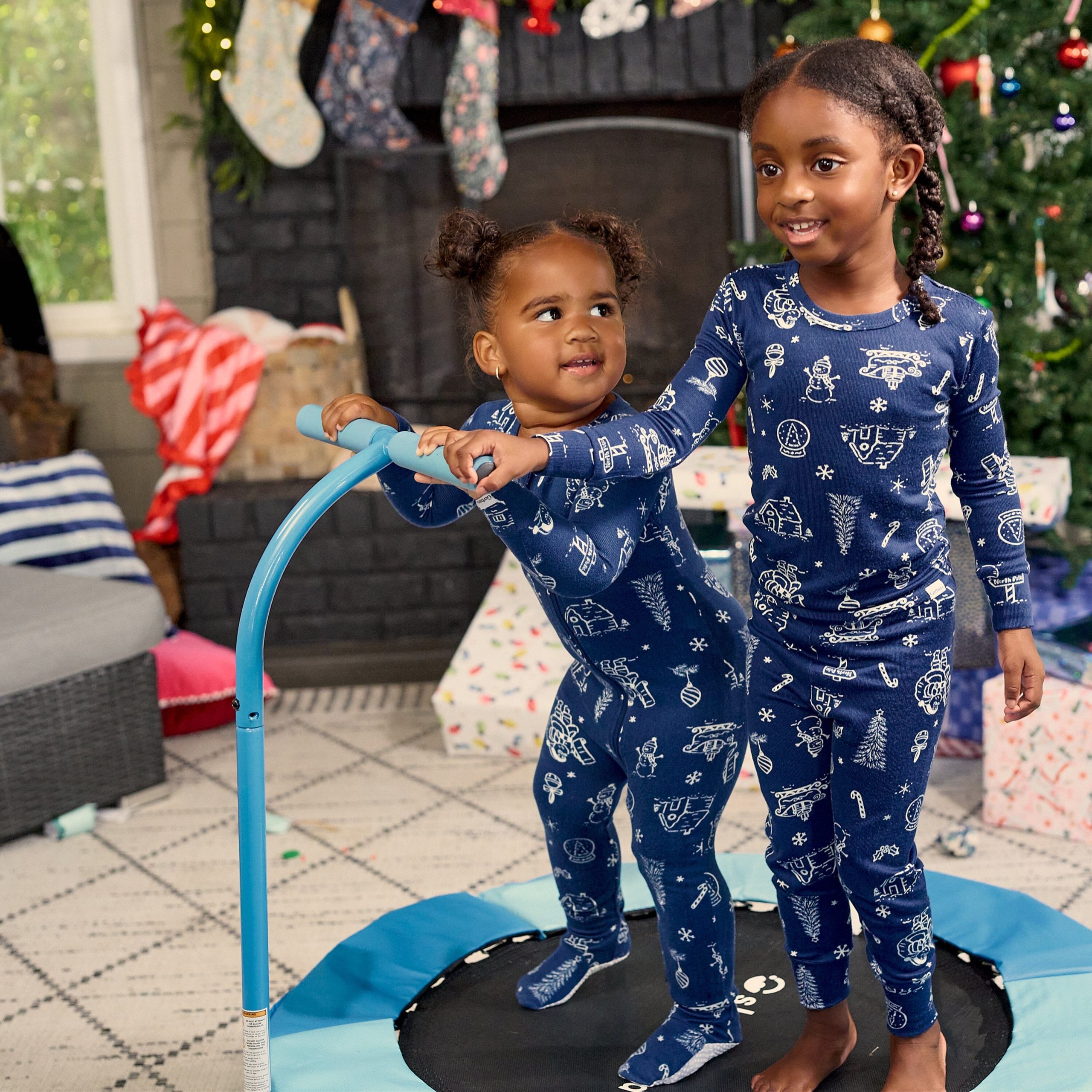 2-Piece Infant & Toddler Neutral Navy Toile Snug Fit Pajamas - Image 4