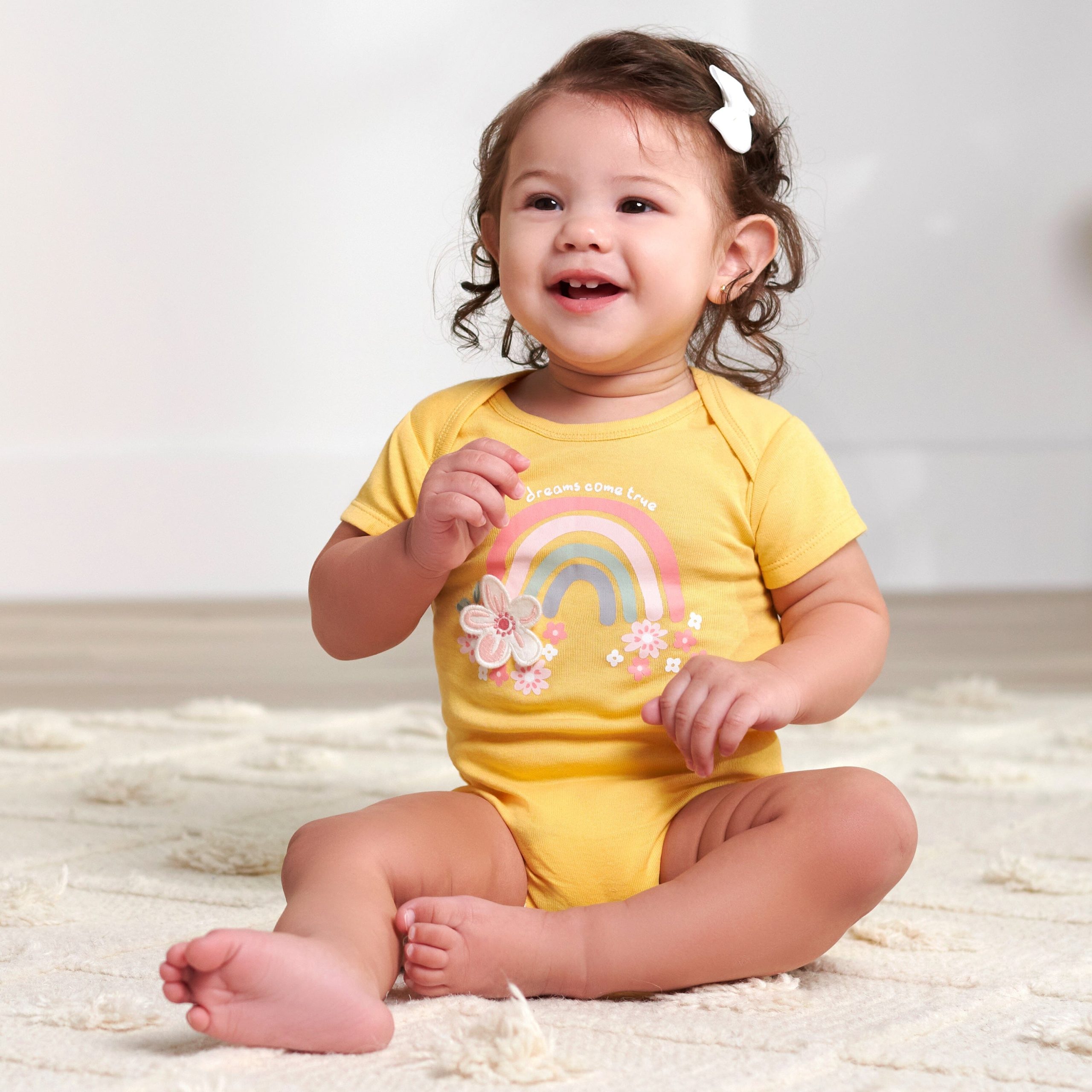 8-Pack Baby Girls Golden Floral Onesies® Bodysuits - Image 2