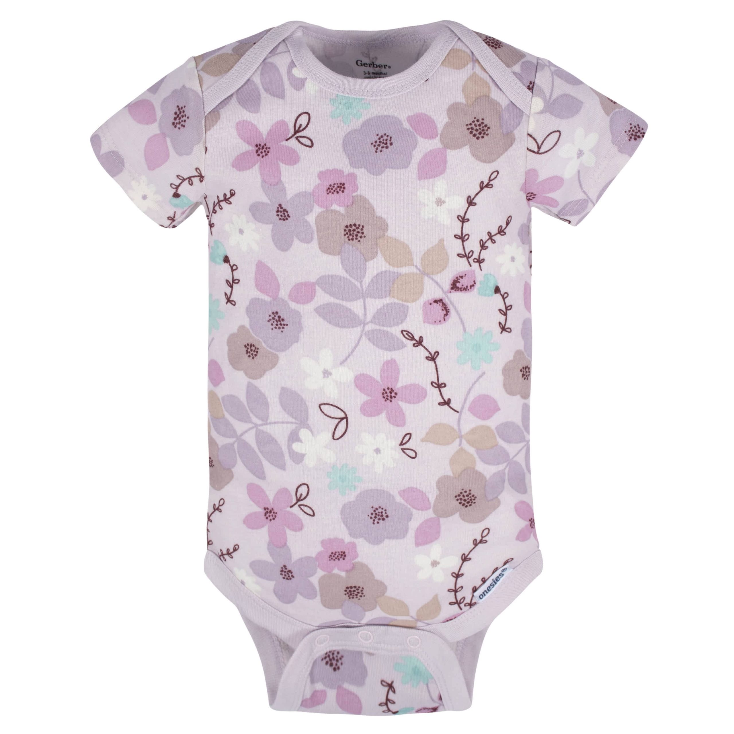 8-Pack Baby Girls Lavender Garden Onesies® Bodysuits - Image 4