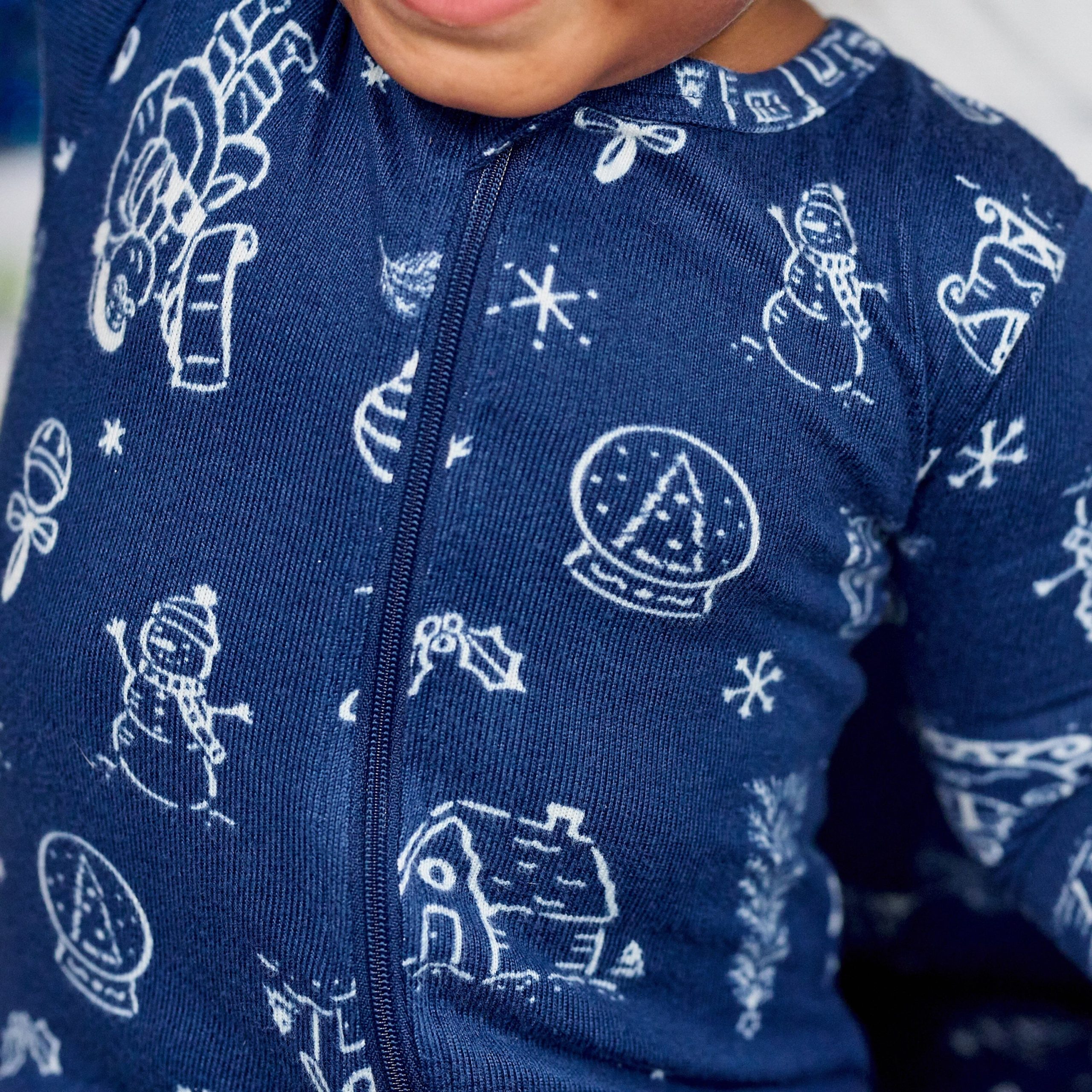 Baby & Toddler Neutral Navy Toile Snug Fit Footed Pajamas - Image 4