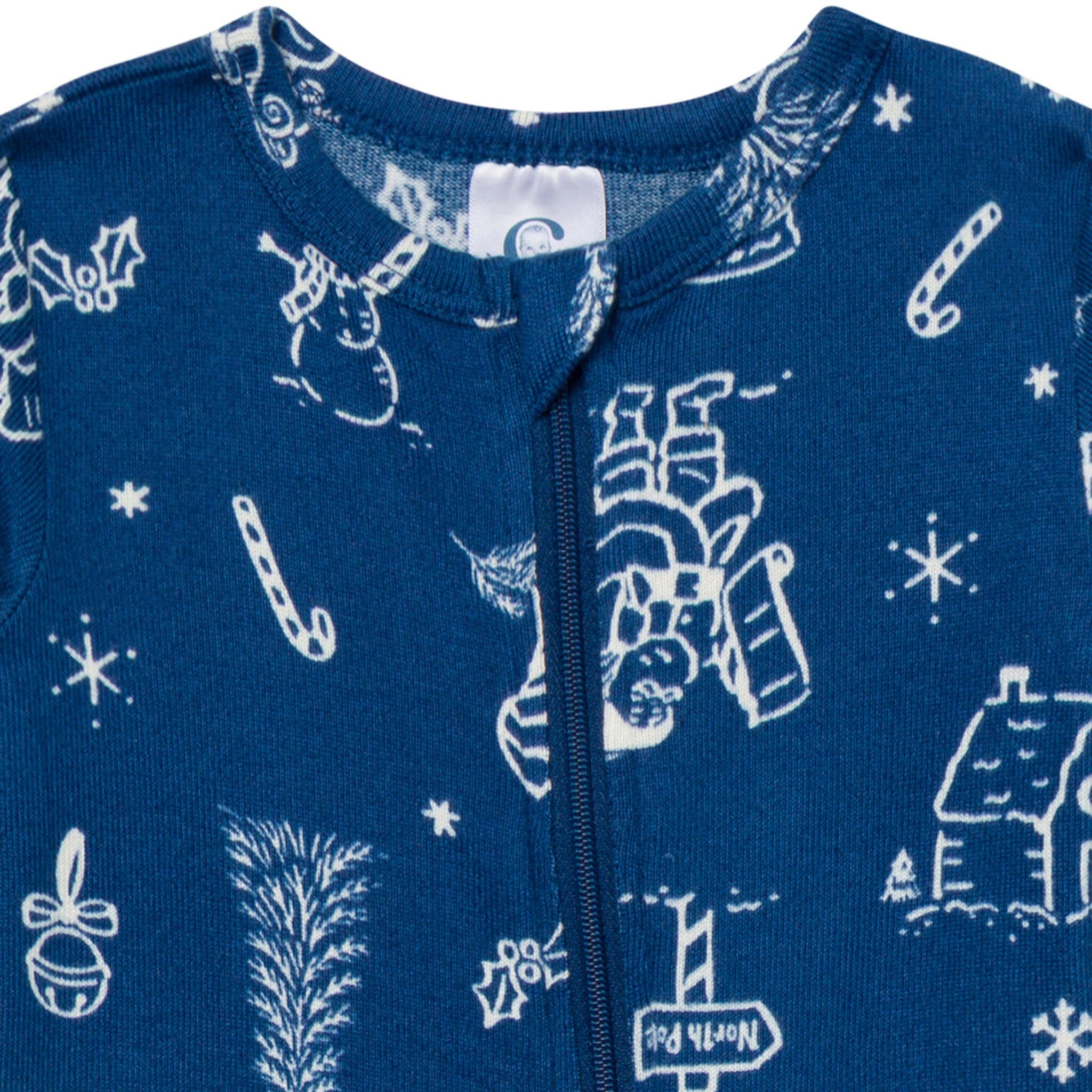 Baby & Toddler Neutral Navy Toile Snug Fit Footed Pajamas - Image 5