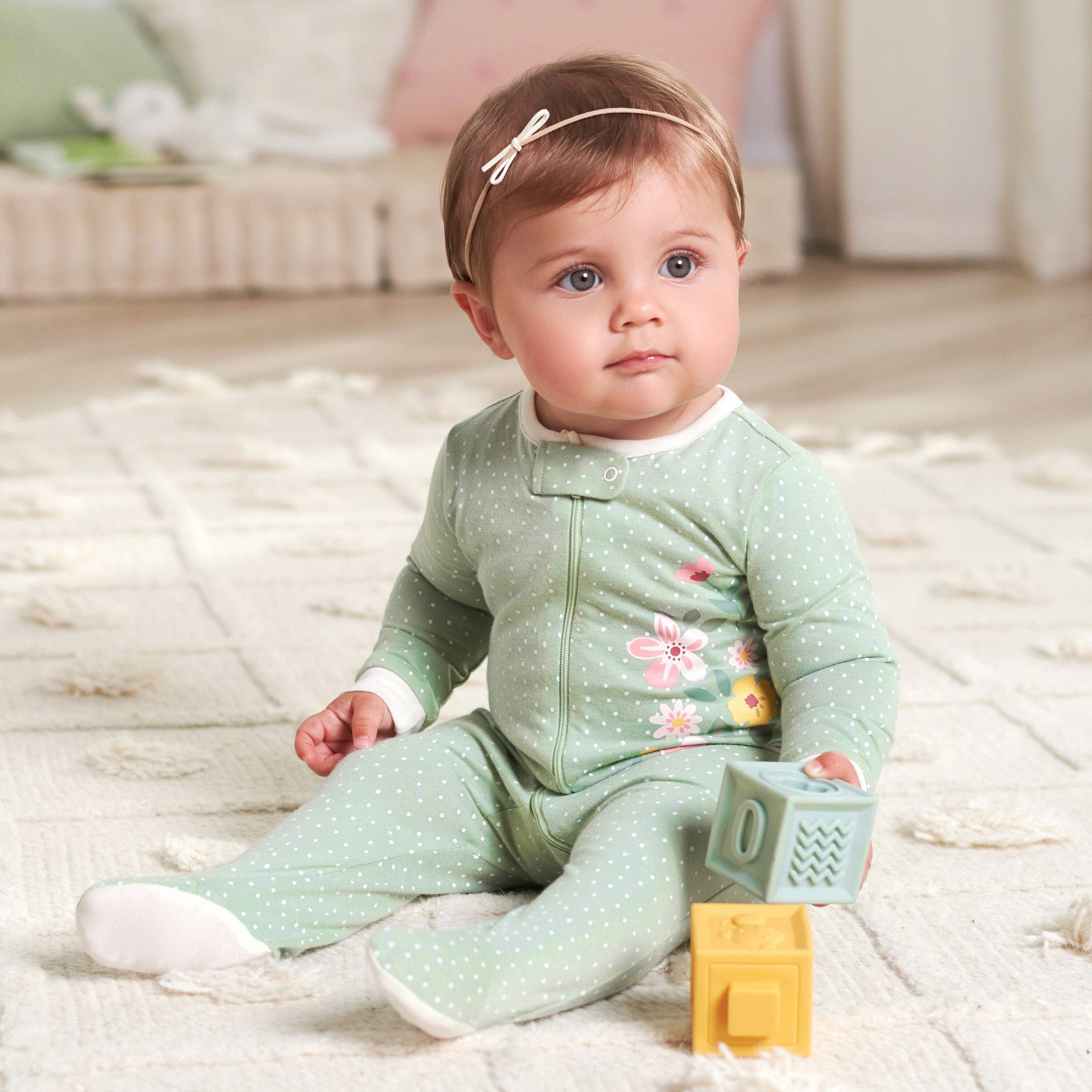 4-Pack Baby Girls Golden Floral Sleep 'N Plays - Image 2