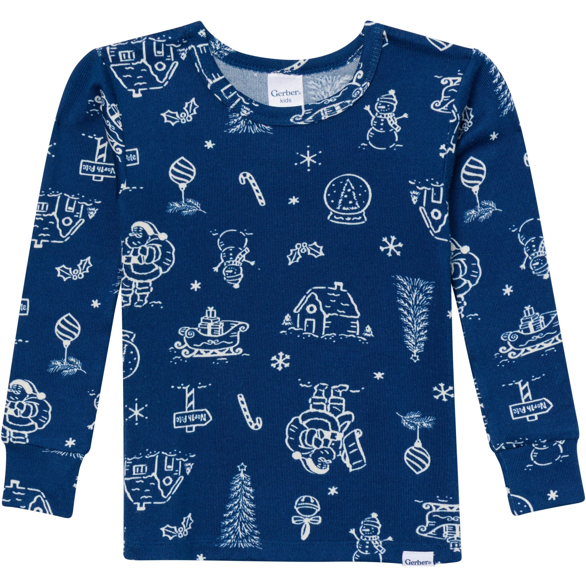 2-Piece Big Kids Neutral Navy Toile Hacci Pajamas - Image 5