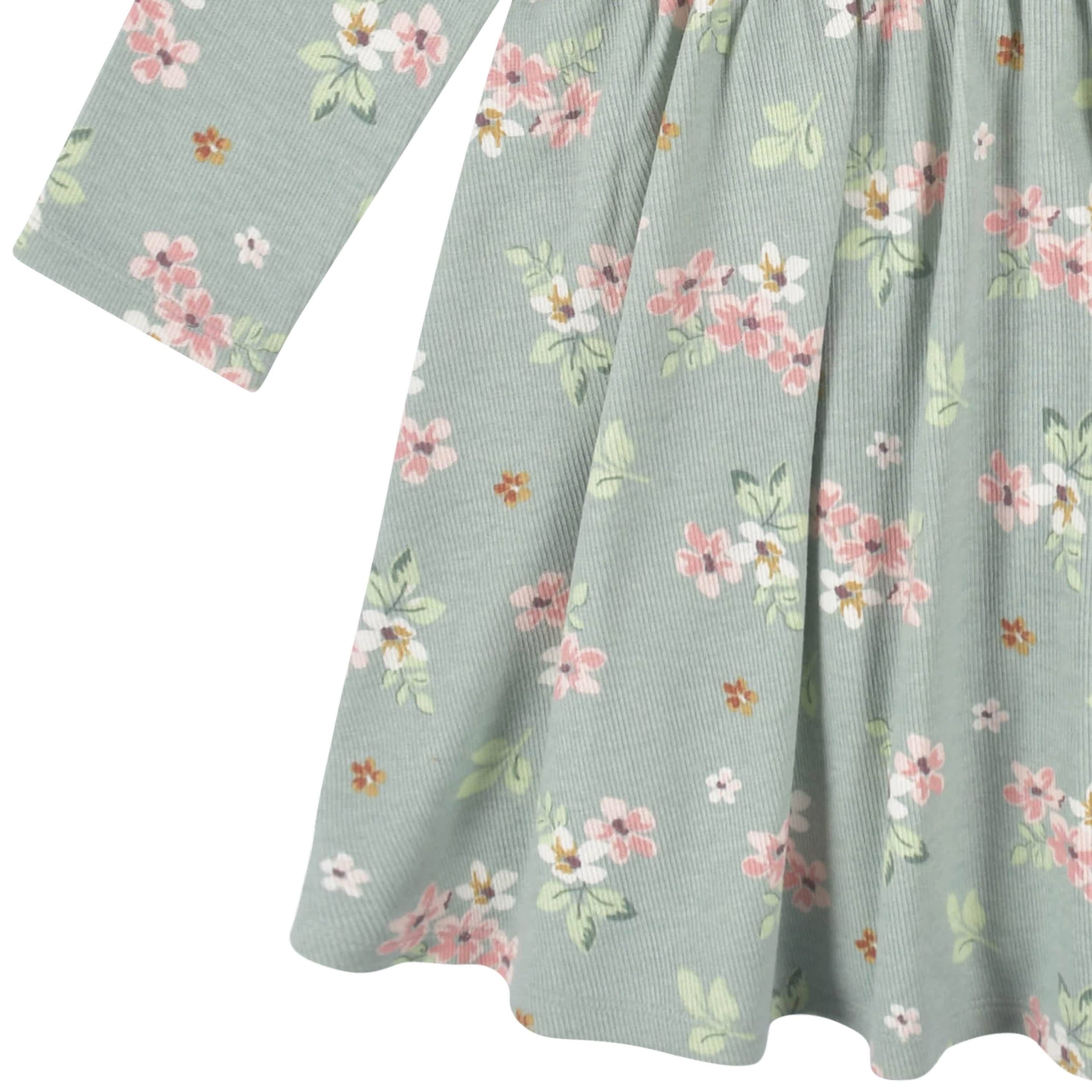 2-Pack Infant & Toddler Girls Mint Floral Long Sleeve Dresses - Image 2