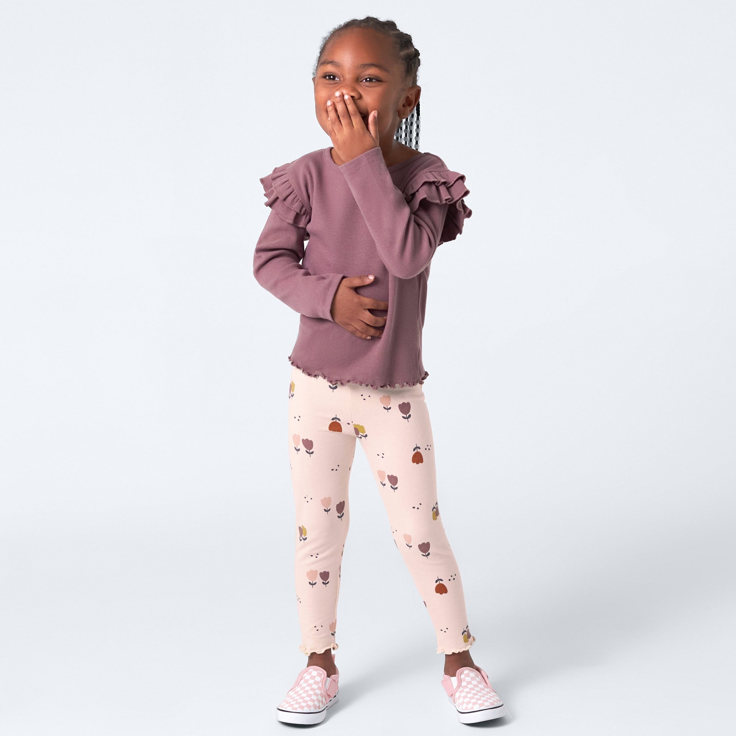 3-Pack Infant & Toddler Girls Burgundy Floral Leggings - Image 3