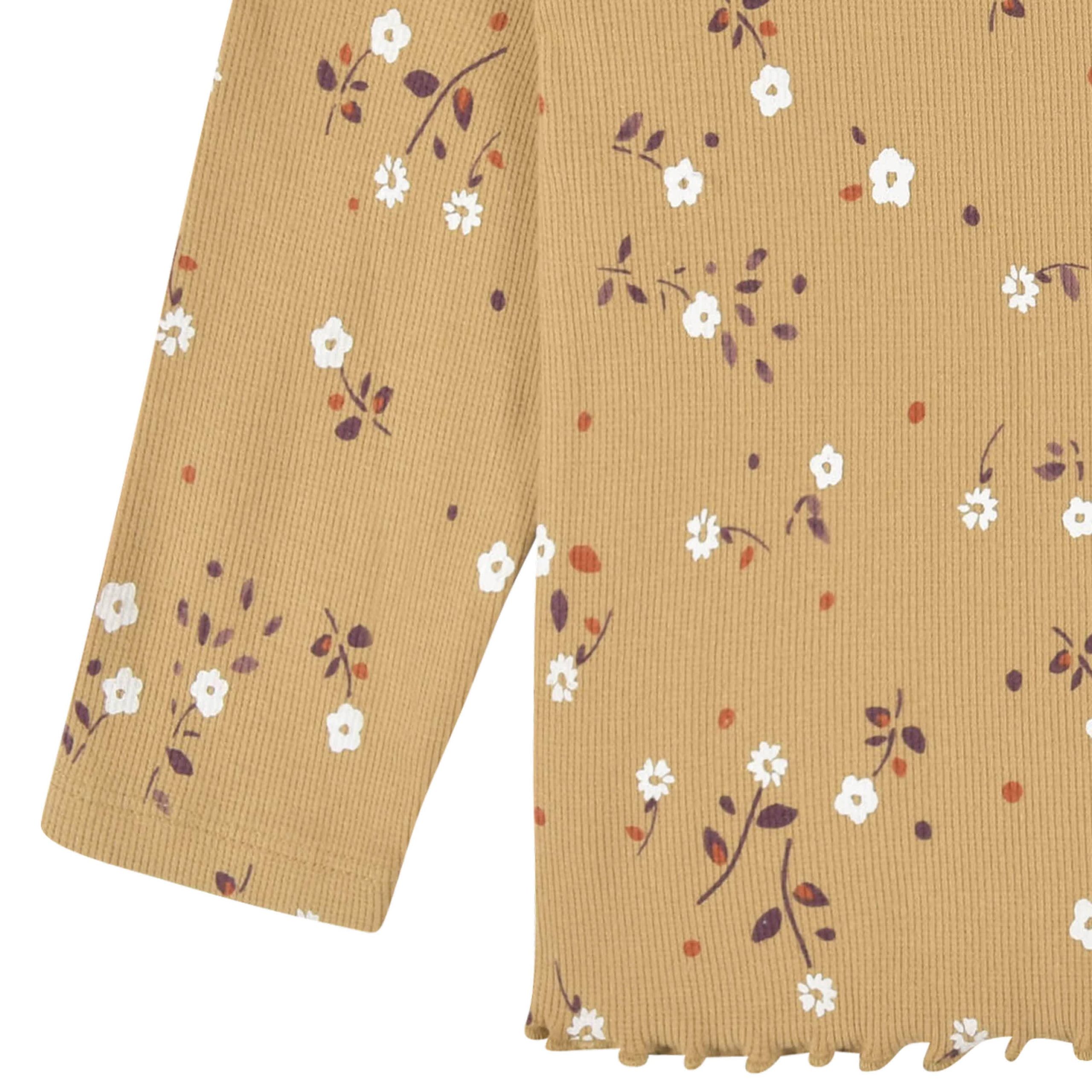 2-Pack Toddler Girls Mustard Floral Double Ruffle Tops, 5T - Image 3