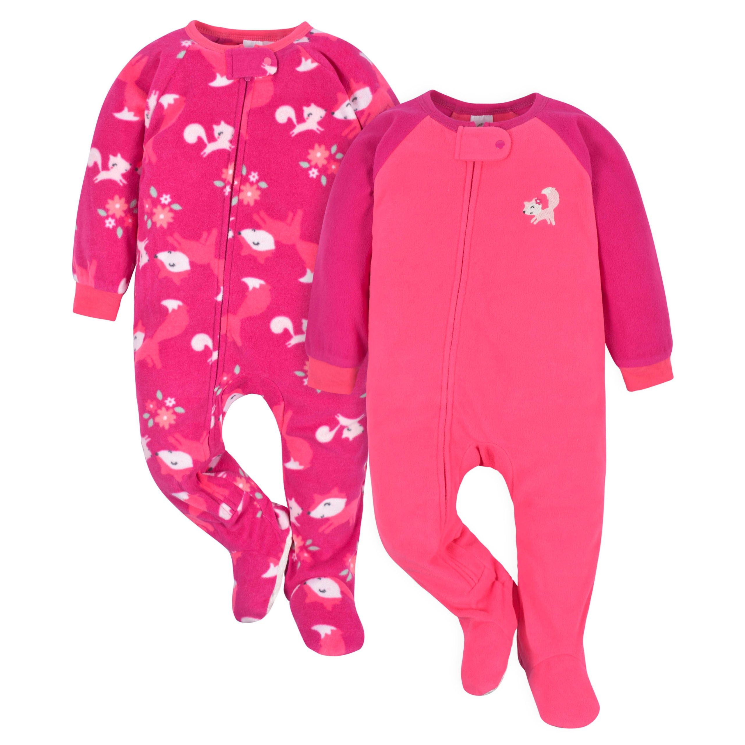 4-Pack Baby & Toddler Girls Fox & Floral Fleece Pajamas - Image 8