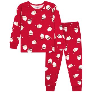 2-Piece Infant & Toddler Neutral Santa Faces Cotton Pajamas