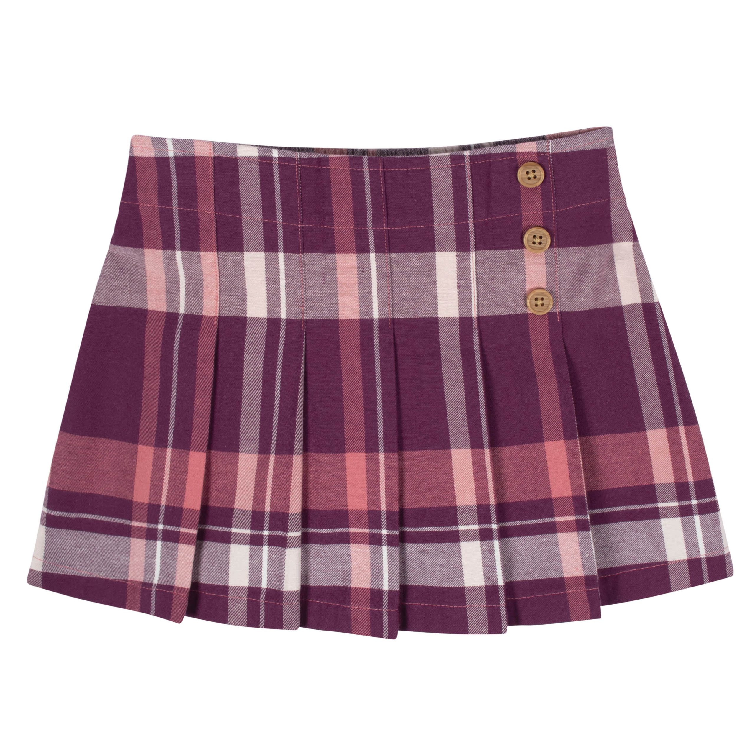 2-Piece Infant & Toddler Girls Burgundy Plaid Tee & Skirt Set - Image 5