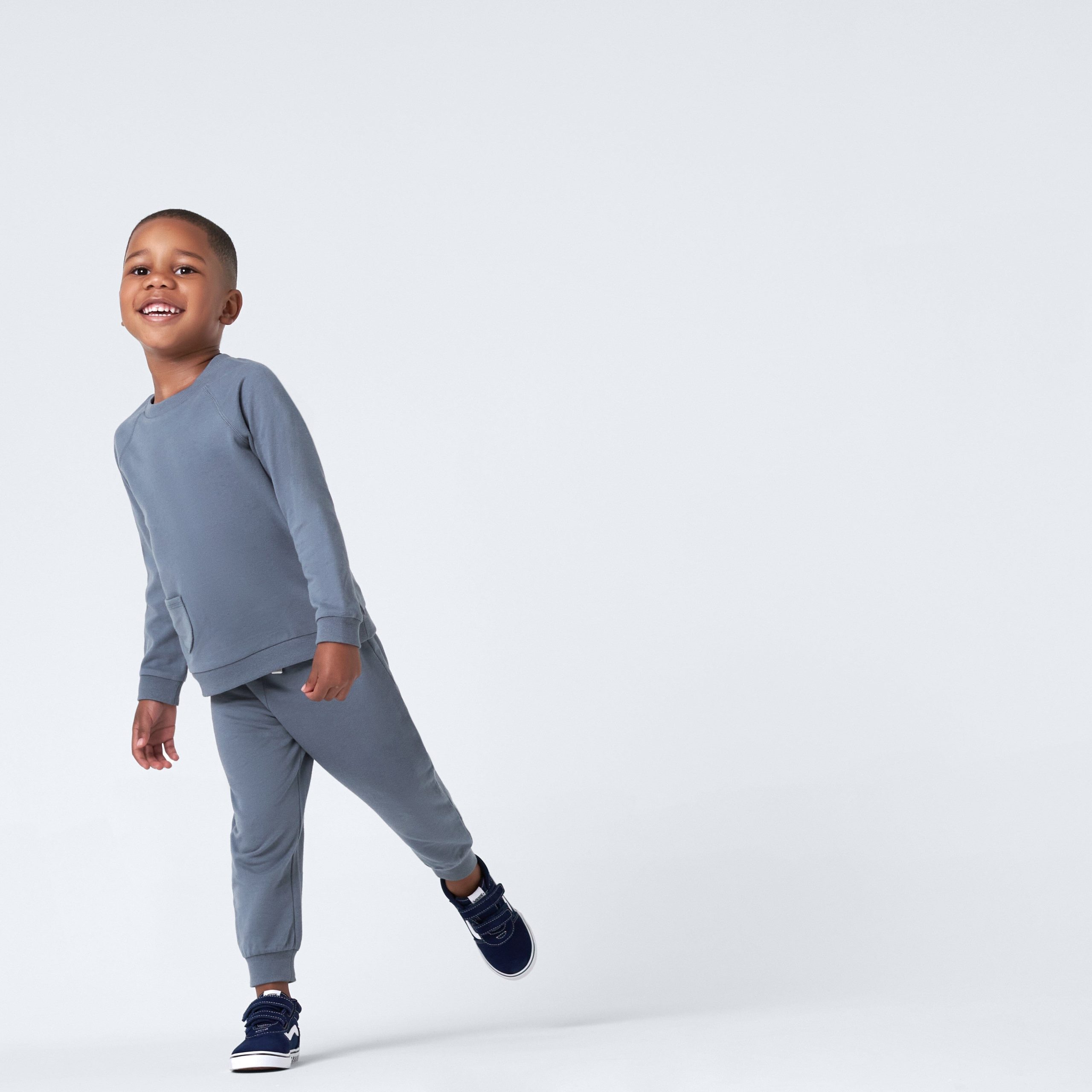 2-Piece Infant & Toddler Boys Dusty Blue French Terry Pullover & Jogger Set - Image 2