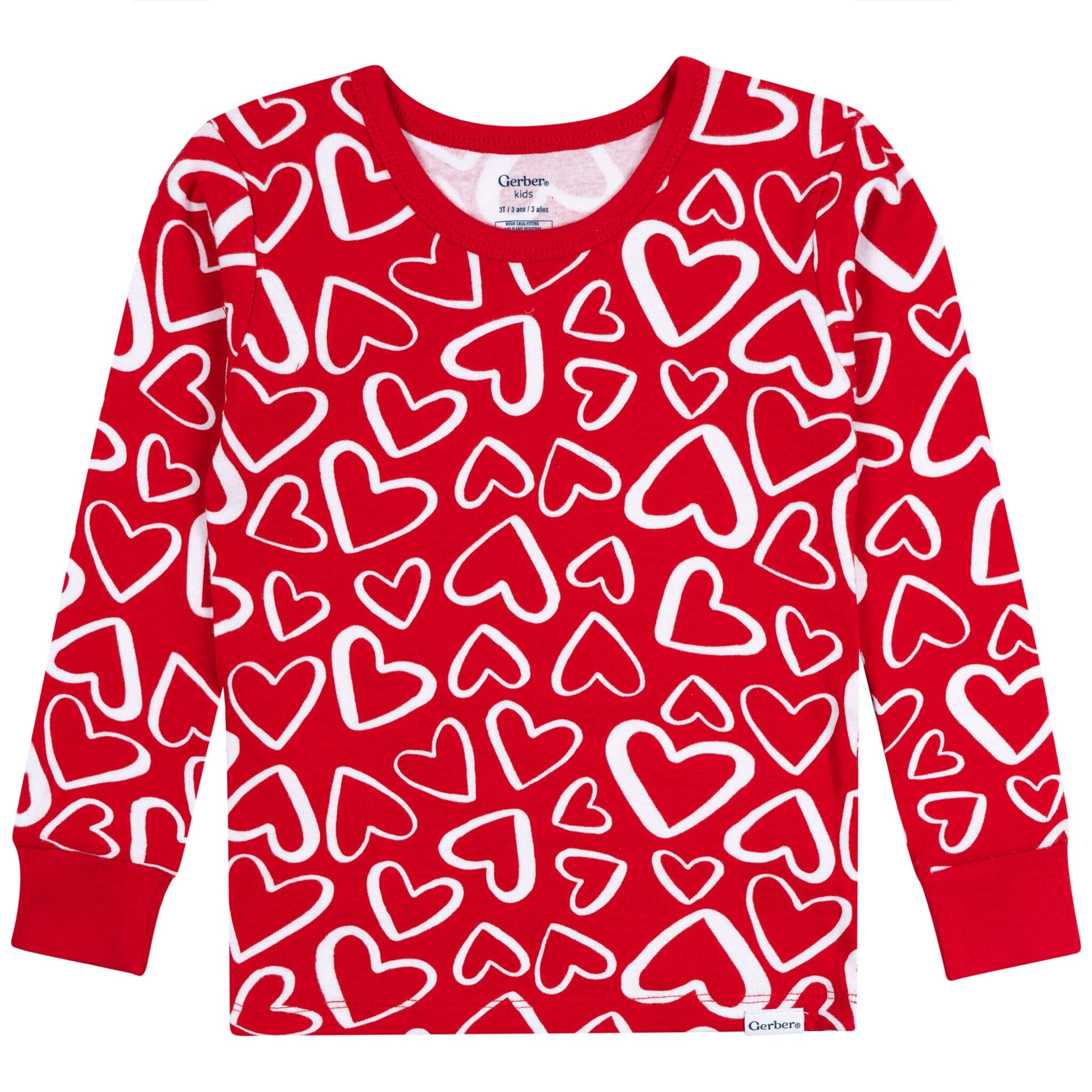 2-Piece Infant & Toddler Neutral Red Hearts Cotton Pajamas - Image 2