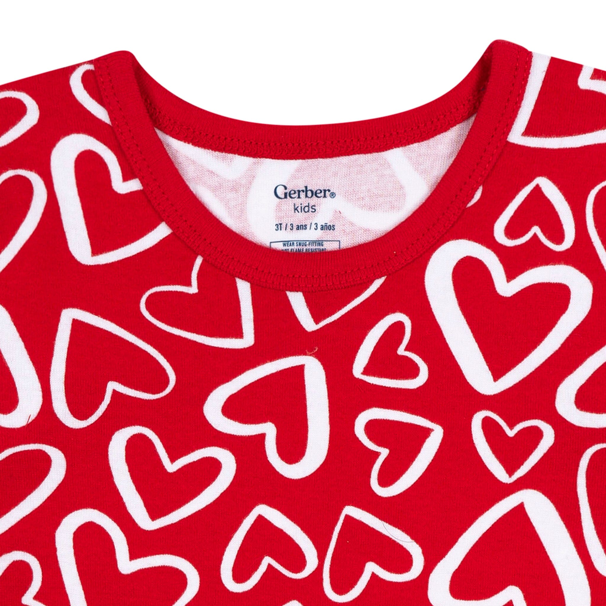 2-Piece Infant & Toddler Neutral Red Hearts Cotton Pajamas - Image 3