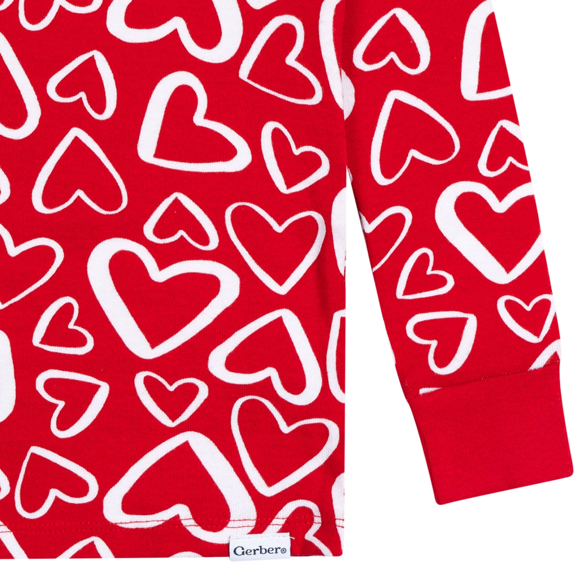 2-Piece Infant & Toddler Neutral Red Hearts Cotton Pajamas - Image 4