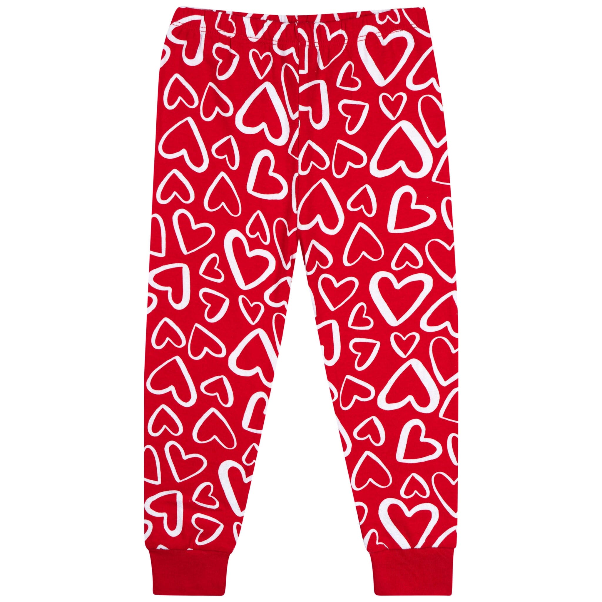 2-Piece Infant & Toddler Neutral Red Hearts Cotton Pajamas - Image 5