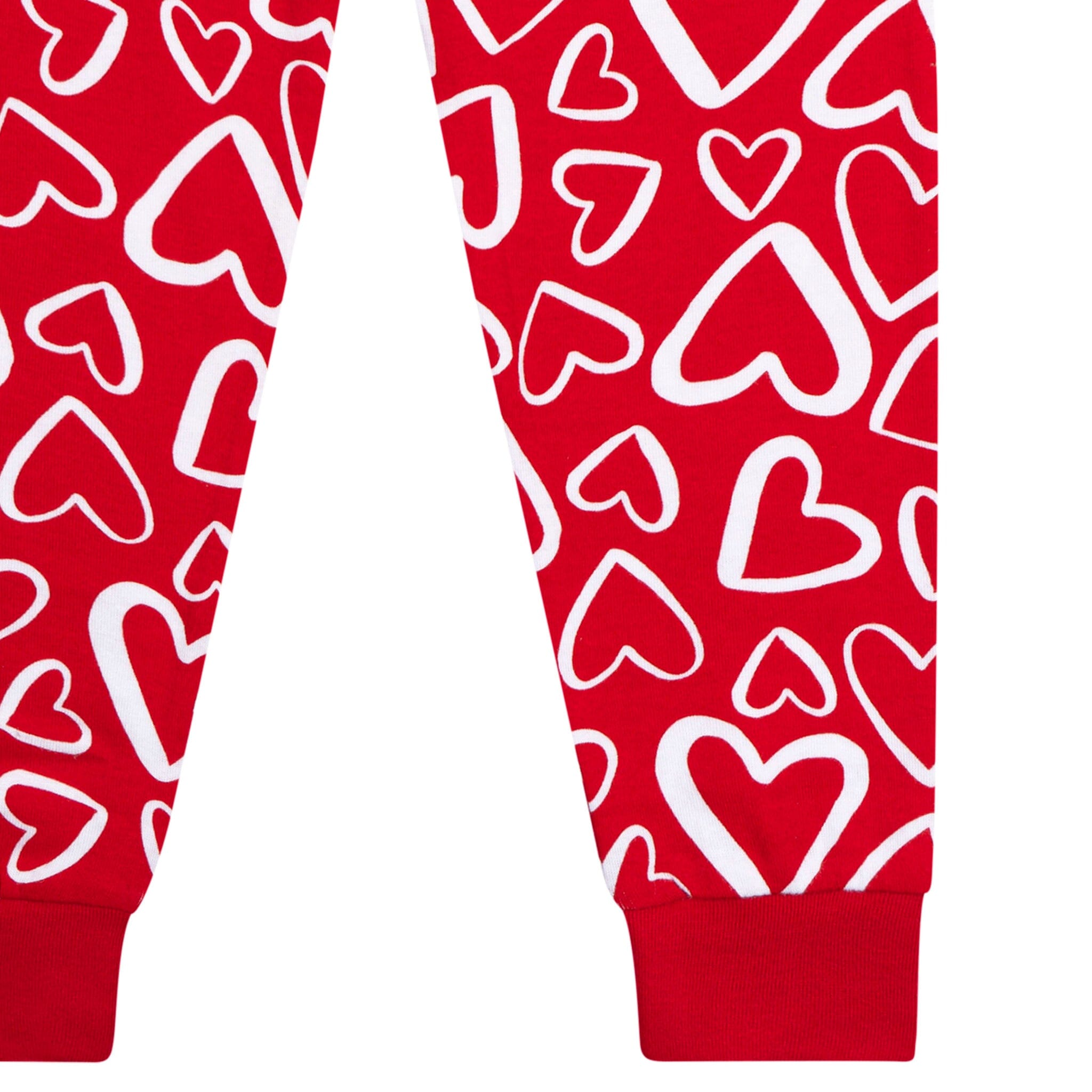 2-Piece Infant & Toddler Neutral Red Hearts Cotton Pajamas - Image 6