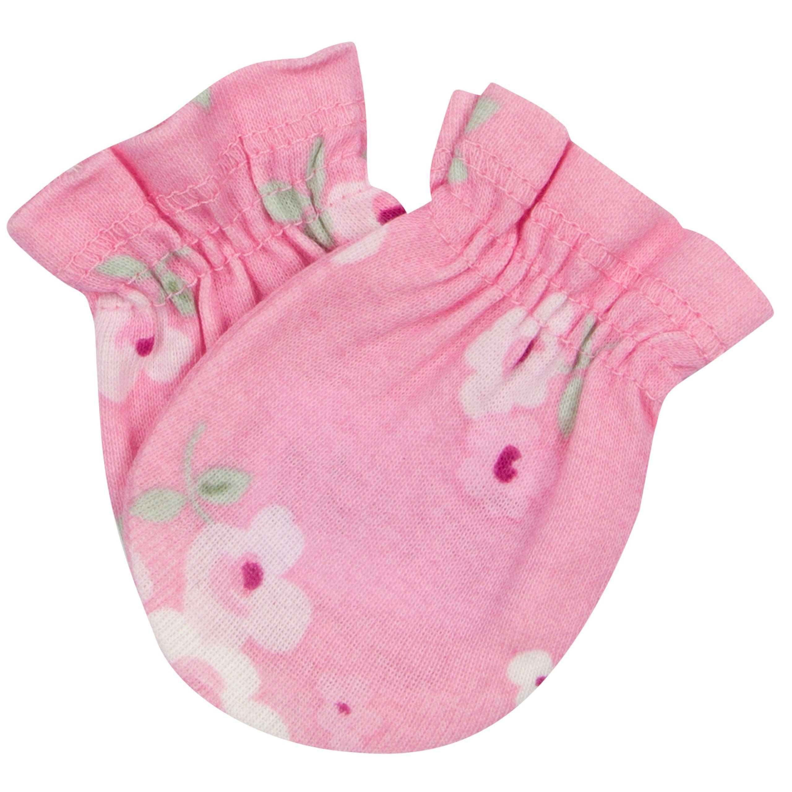 3-Pack Baby Girls Floral No Scratch Mittens - Image 2