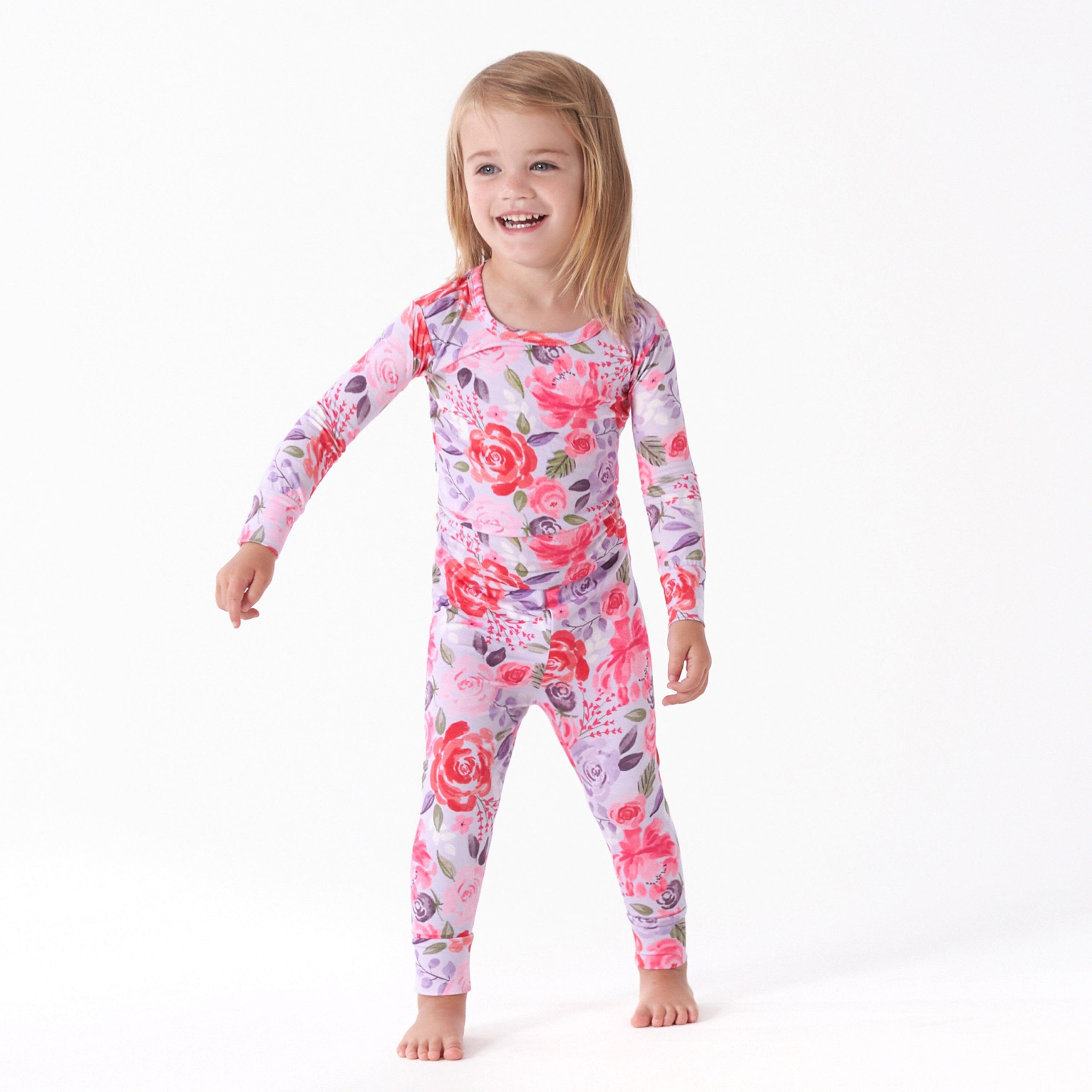 2-Piece Infant & Toddler Girls Lilac Garden Buttery Soft Viscose Made from Eucalyptus Snug Fit Pajamas - Image 3