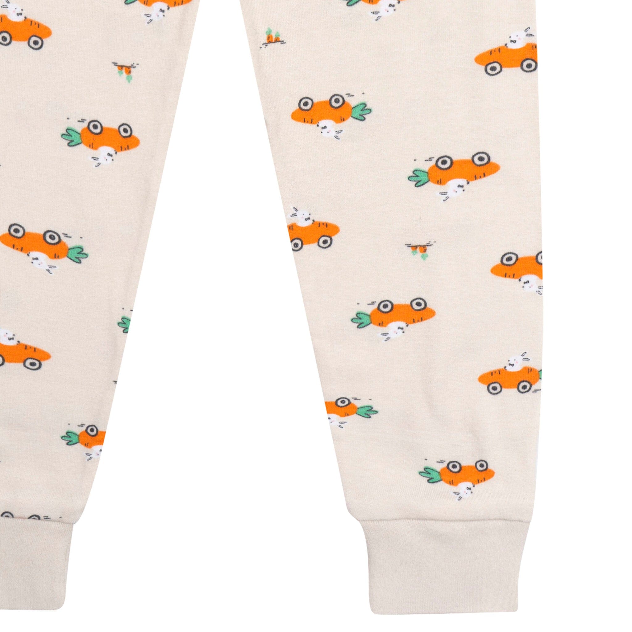 2-Piece Infant & Toddler Neutral Bunny Carrot Cars Cotton Pajamas - Image 6