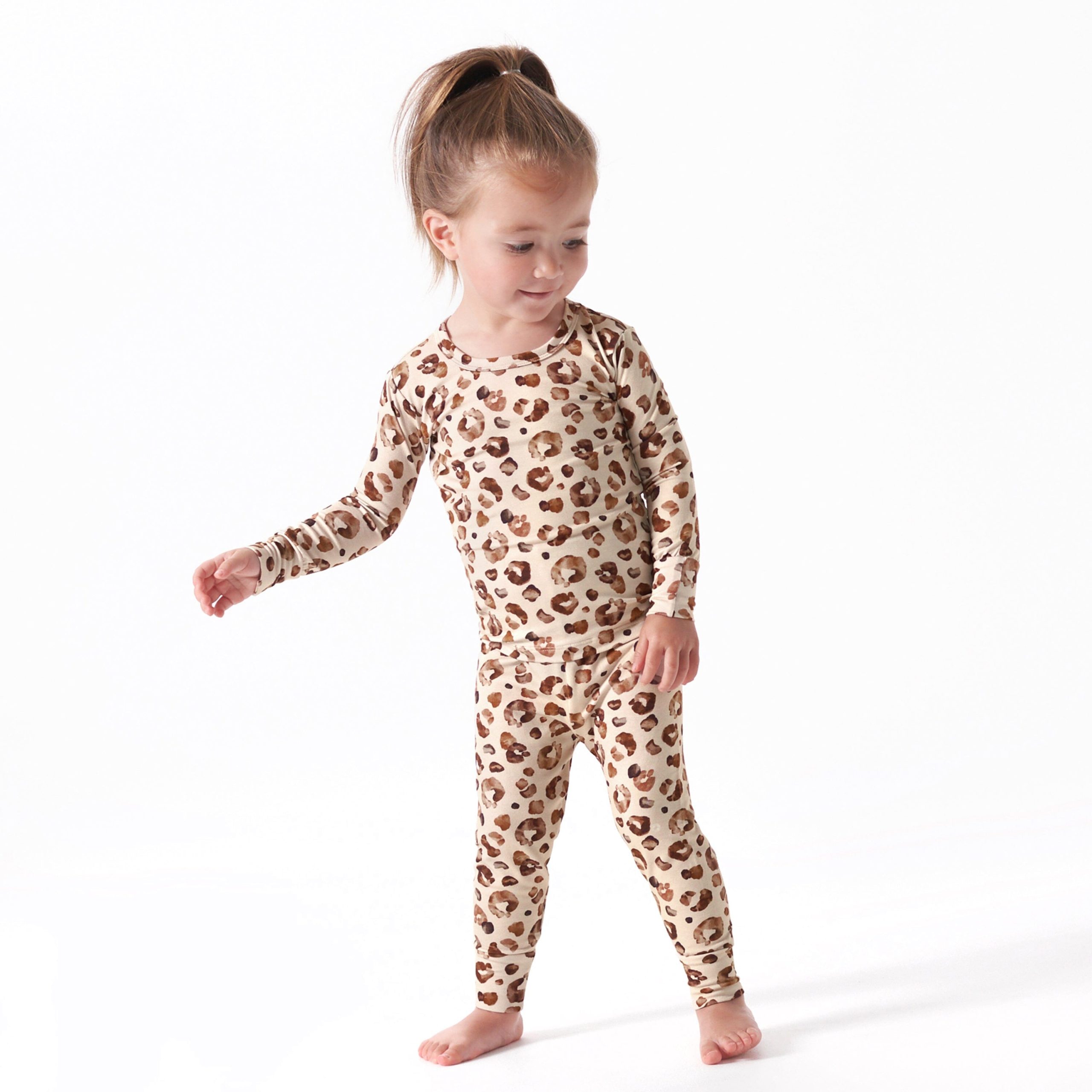 2-Piece Infant & Toddler Spotted Leopard Buttery Soft Viscose Made from Eucalyptus Snug Fit Pajamas - Image 3