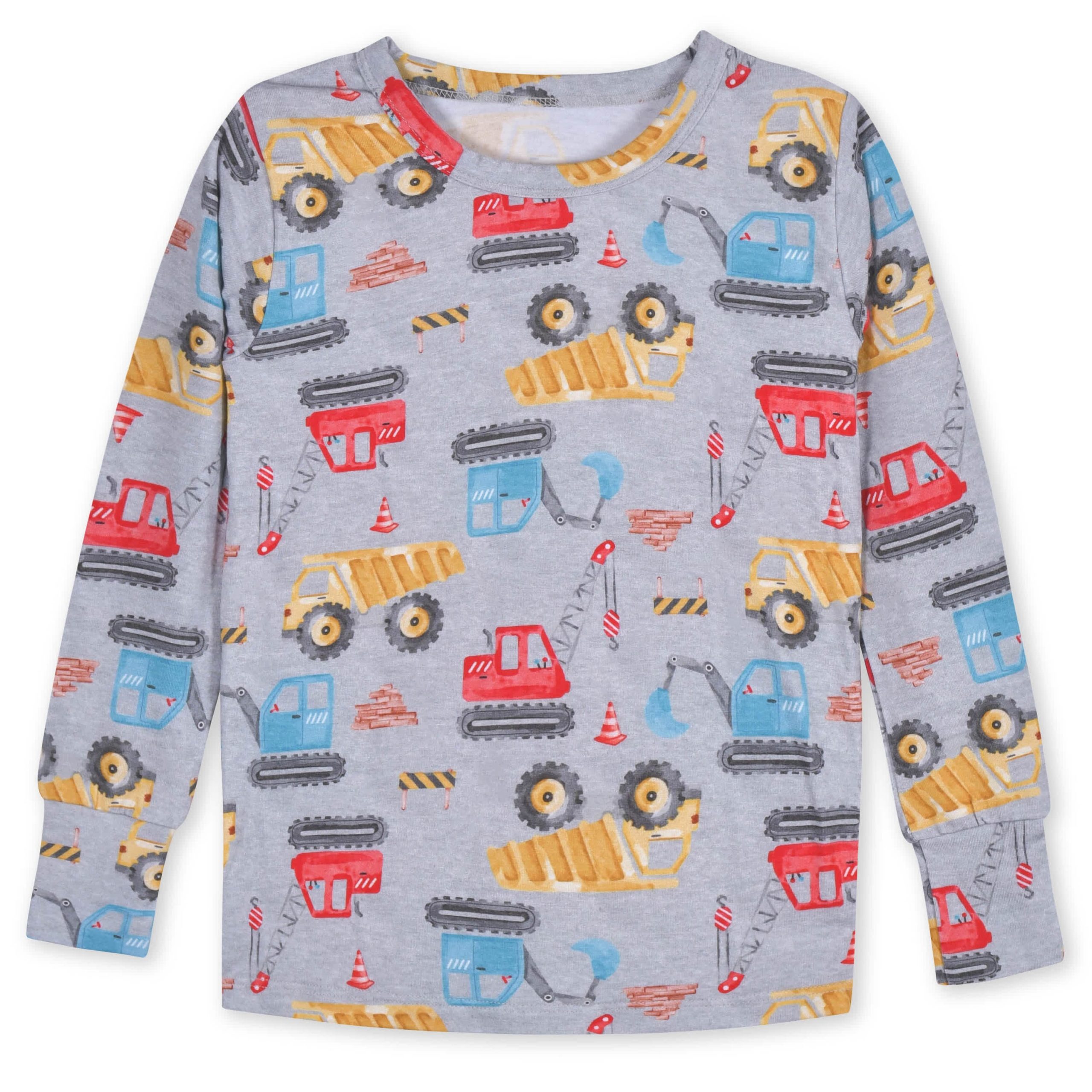 2-Piece Infant & Toddler Boys Construction Trucks Buttery Soft Viscose Made from Eucalyptus Snug Fit Pajamas - Image 4