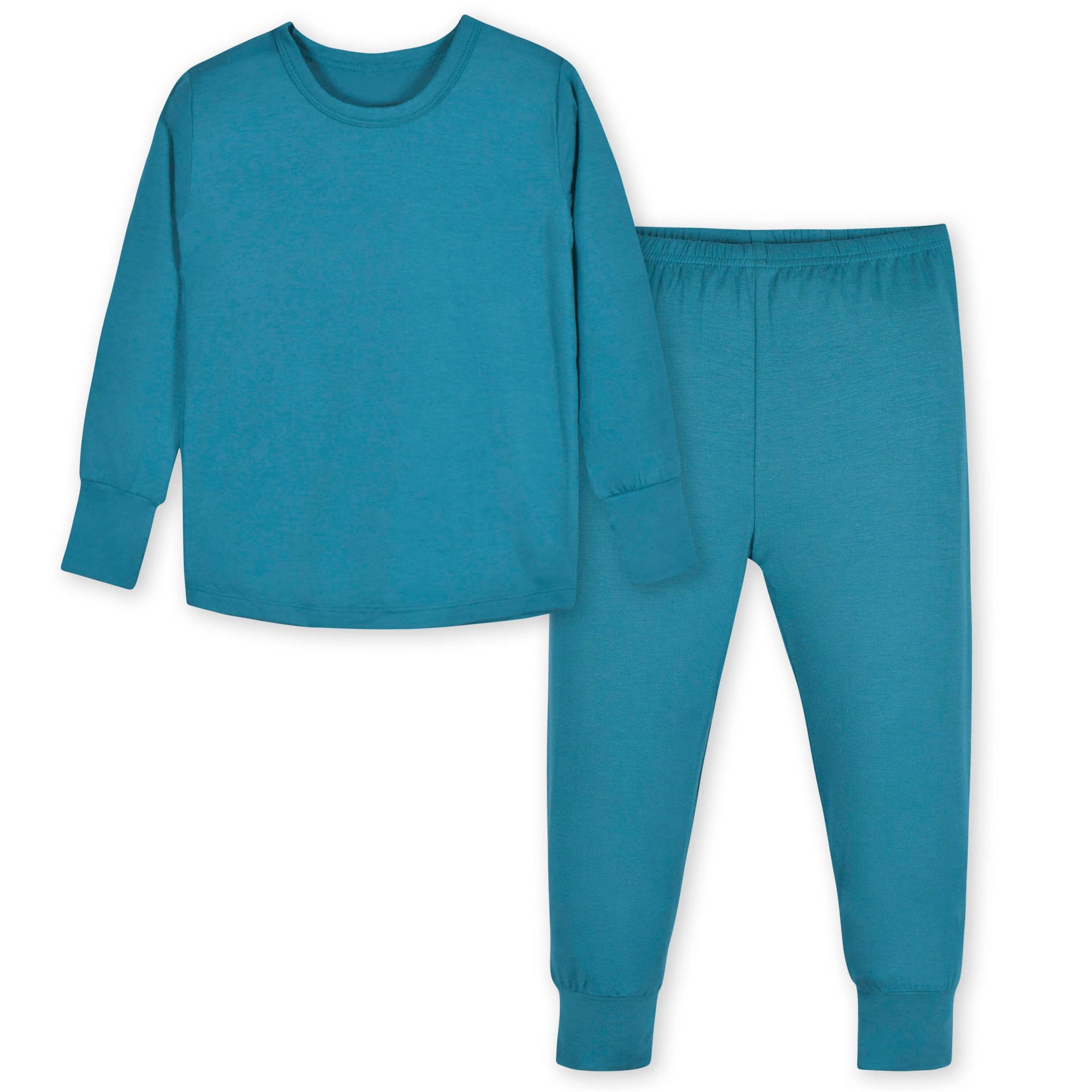 2-Piece Infant & Toddler Ocean Teal Buttery Soft Viscose Made from Eucalyptus Snug Fit Pajamas - Image 2