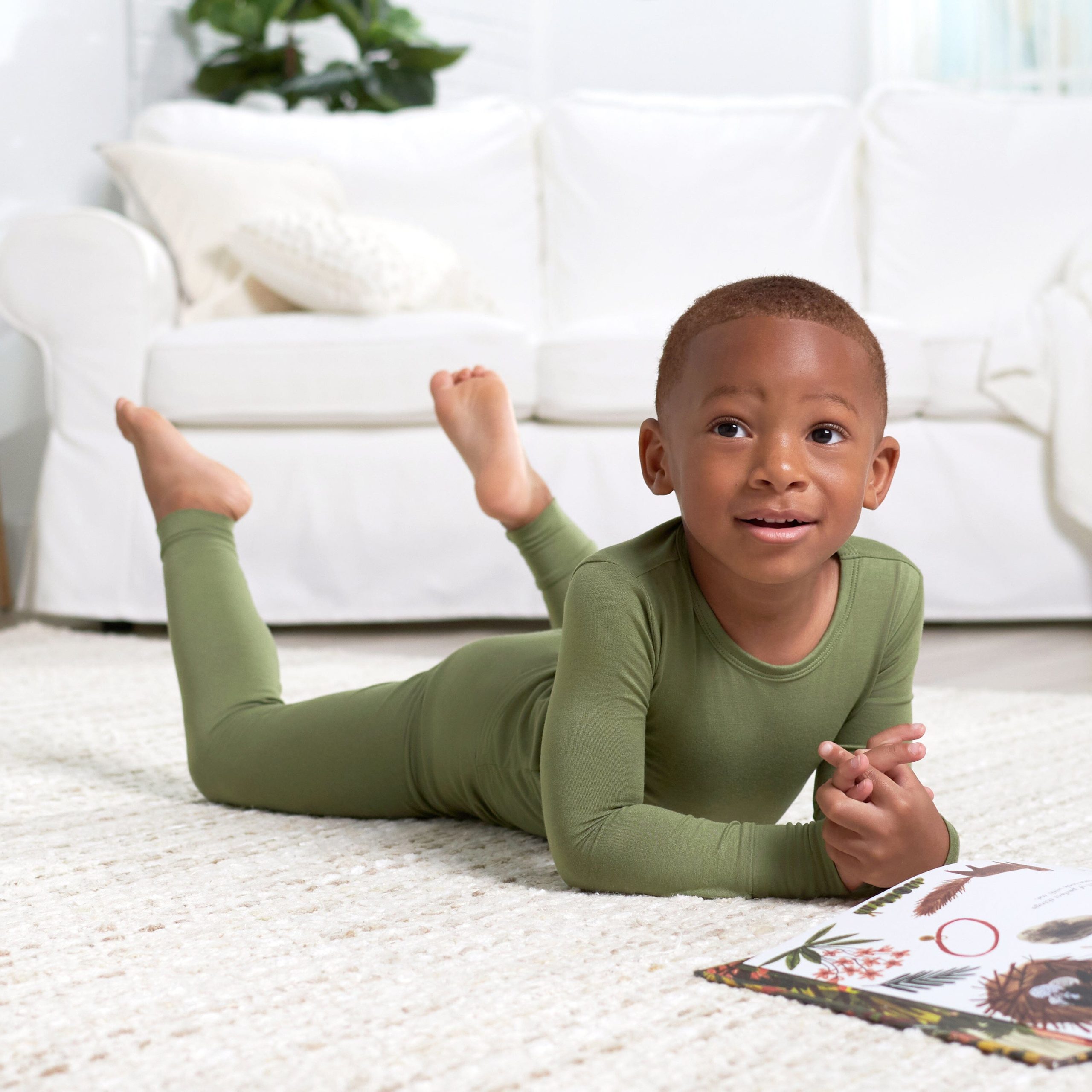 2-Piece Infant & Toddler Moss Buttery Soft Viscose Made from Eucalyptus Snug Fit Pajamas - Image 5