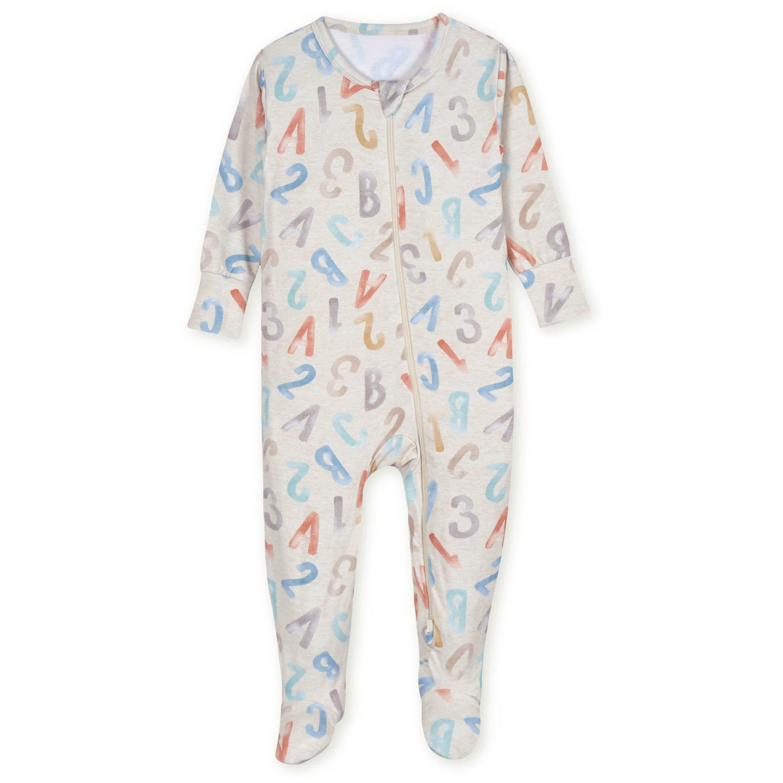 Toddler Alphabet Soup Buttery Soft Viscose Made from Eucalyptus Snug Fit Footed Pajamas - Image 2