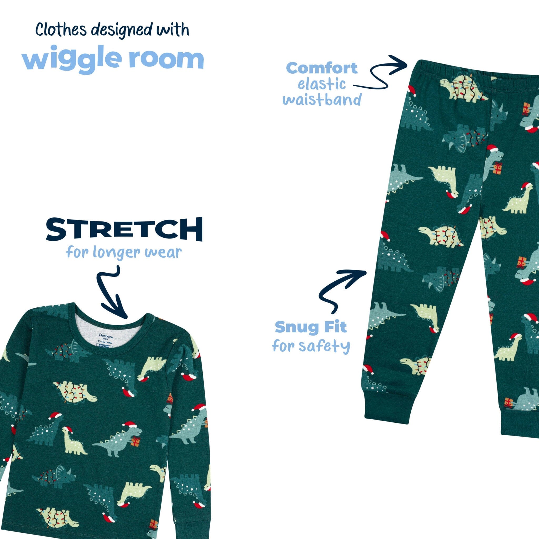 2-Piece Infant & Toddler Boys Holiday Dinos Cotton Pajamas - Image 9