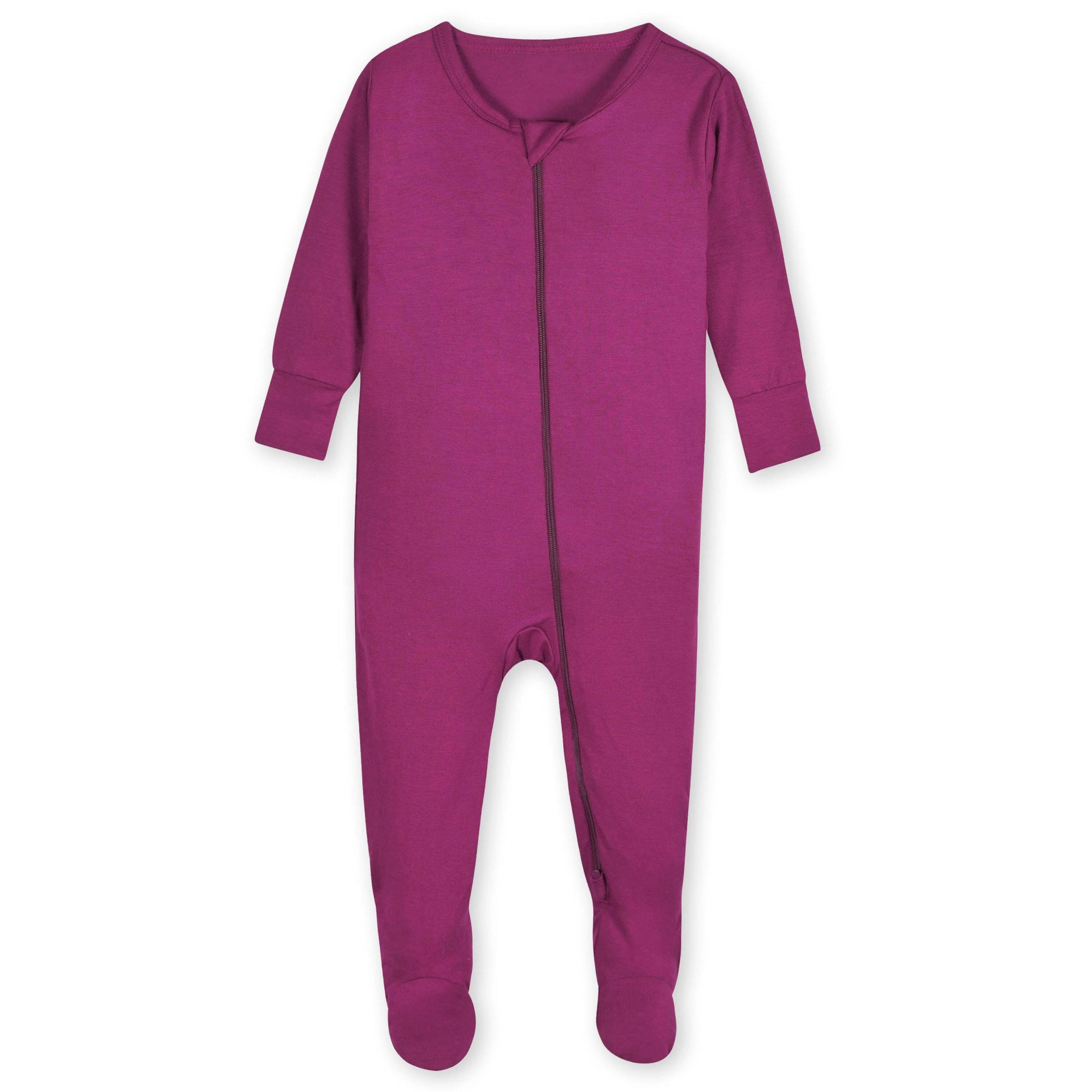 Baby & Toddler Raspberry Buttery Soft Viscose Made from Eucalyptus Snug Fit Footed Pajamas - Image 2