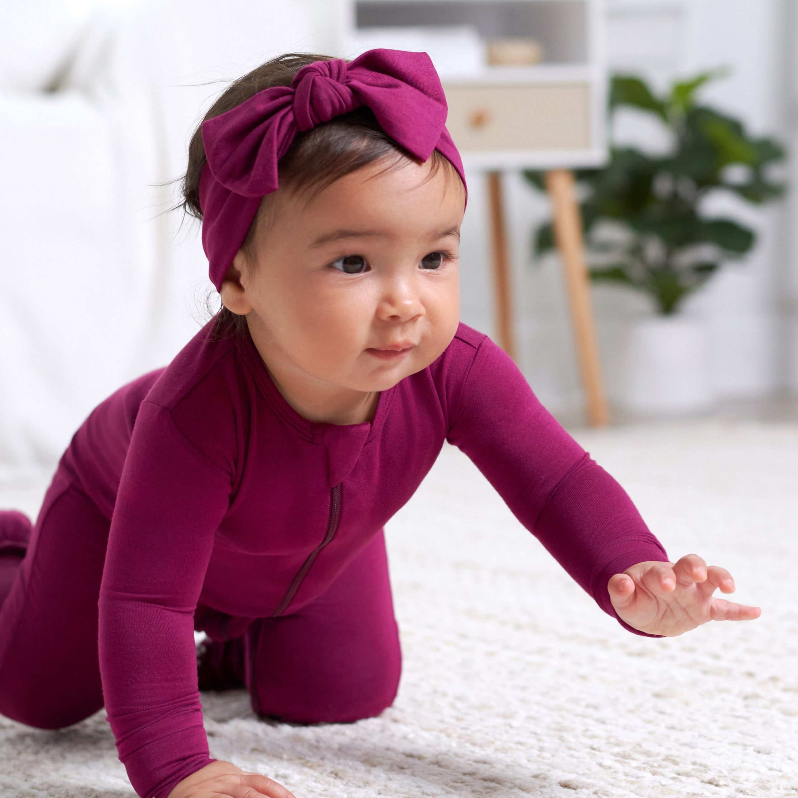 Baby & Toddler Raspberry Buttery Soft Viscose Made from Eucalyptus Snug Fit Footed Pajamas - Image 4