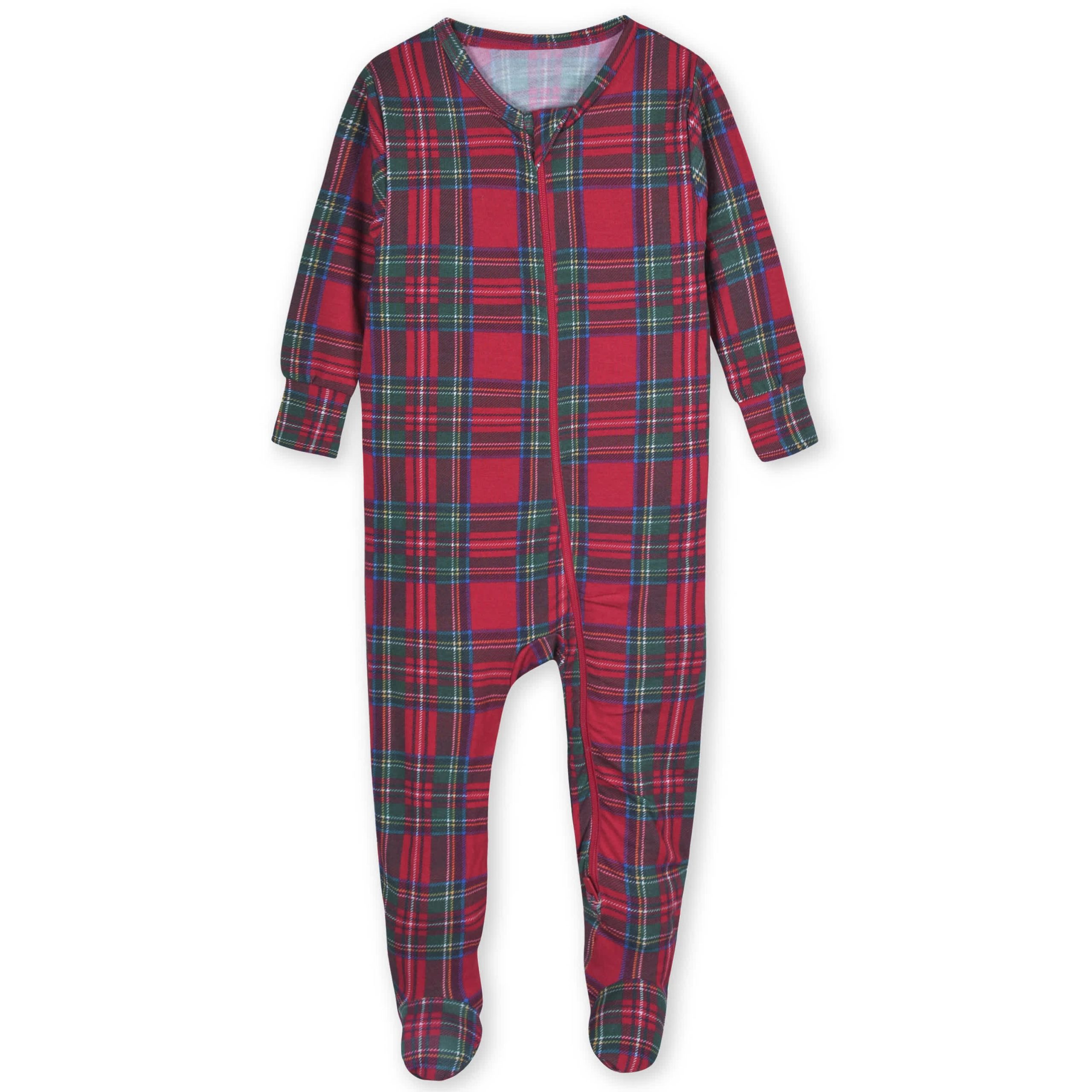 Baby Plaid About You Buttery Soft Viscose Made from Eucalyptus Snug Fit Footed Holiday Pajamas - Image 2