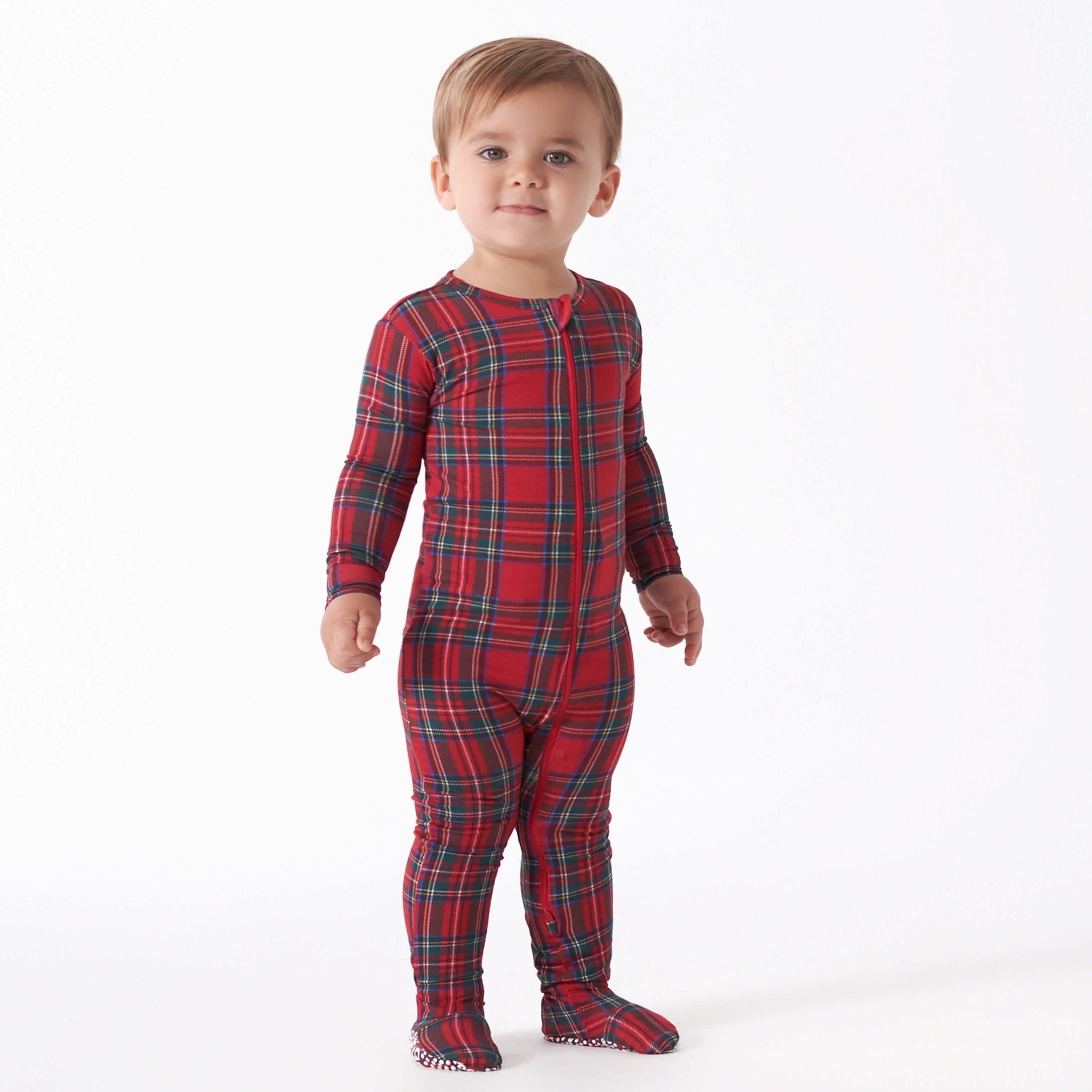 Baby Plaid About You Buttery Soft Viscose Made from Eucalyptus Snug Fit Footed Holiday Pajamas - Image 4