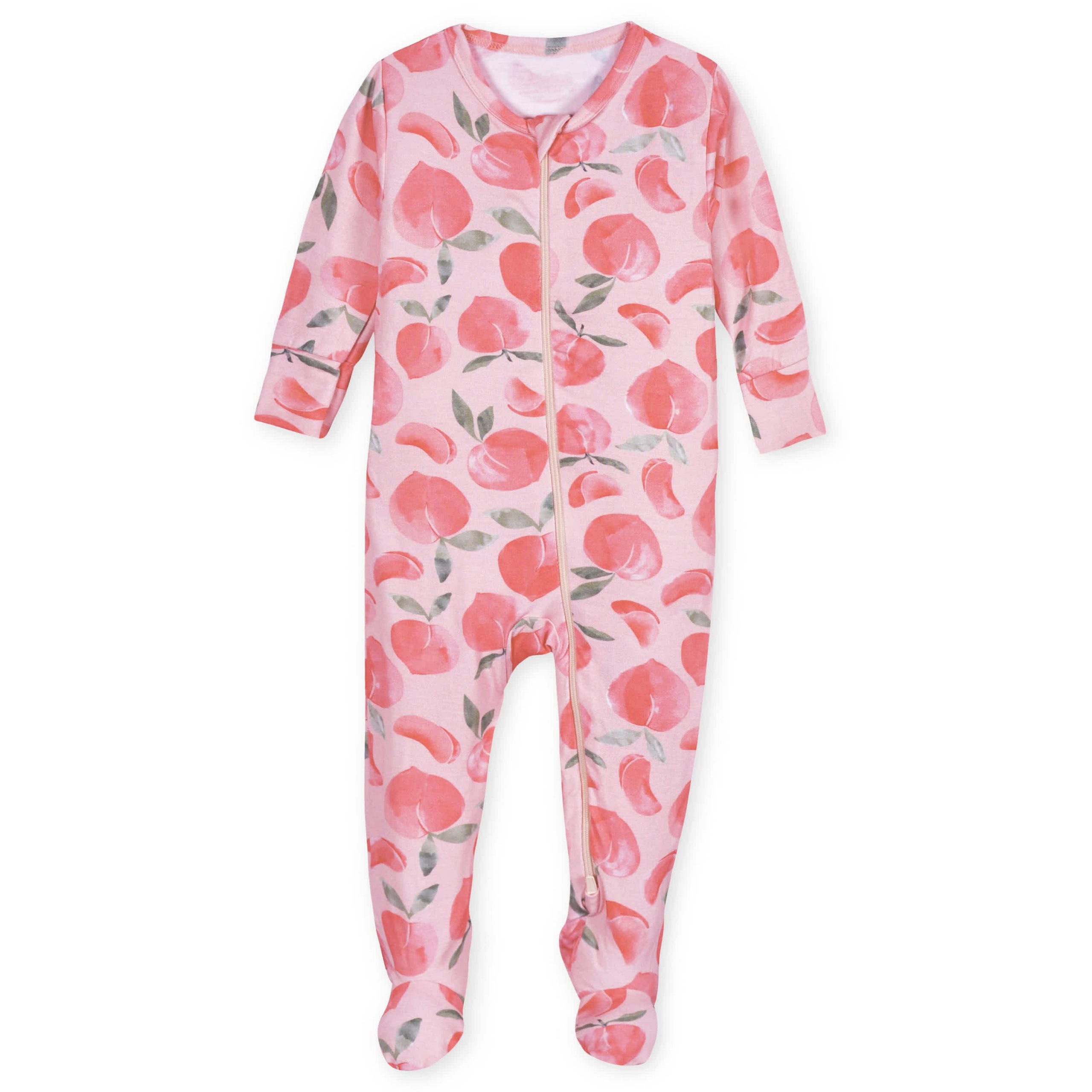 Baby & Toddler Girls Just Peachy Buttery Soft Viscose Made from Eucalyptus Snug Fit Footed Pajamas - Image 2