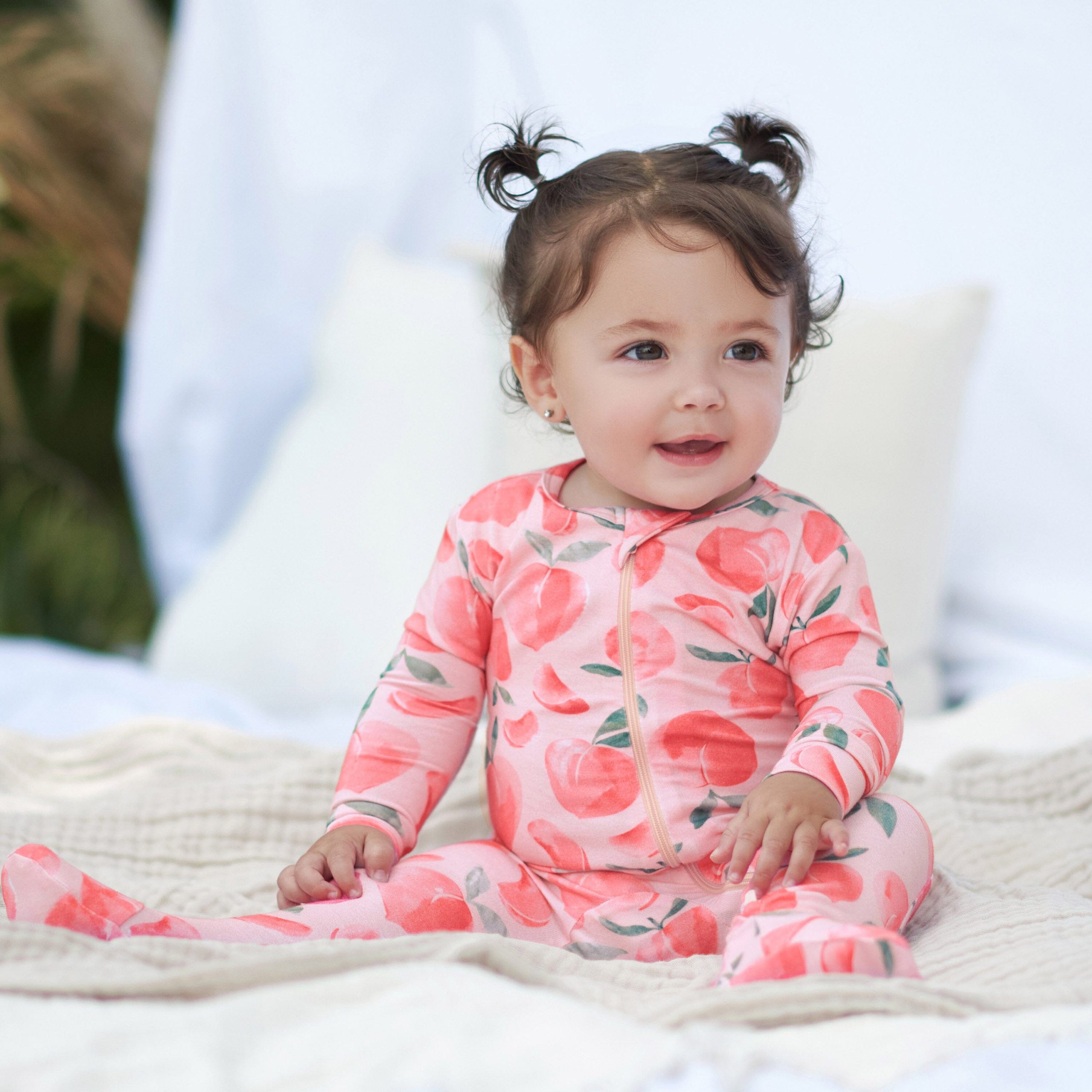 Baby & Toddler Girls Just Peachy Buttery Soft Viscose Made from Eucalyptus Snug Fit Footed Pajamas - Image 3