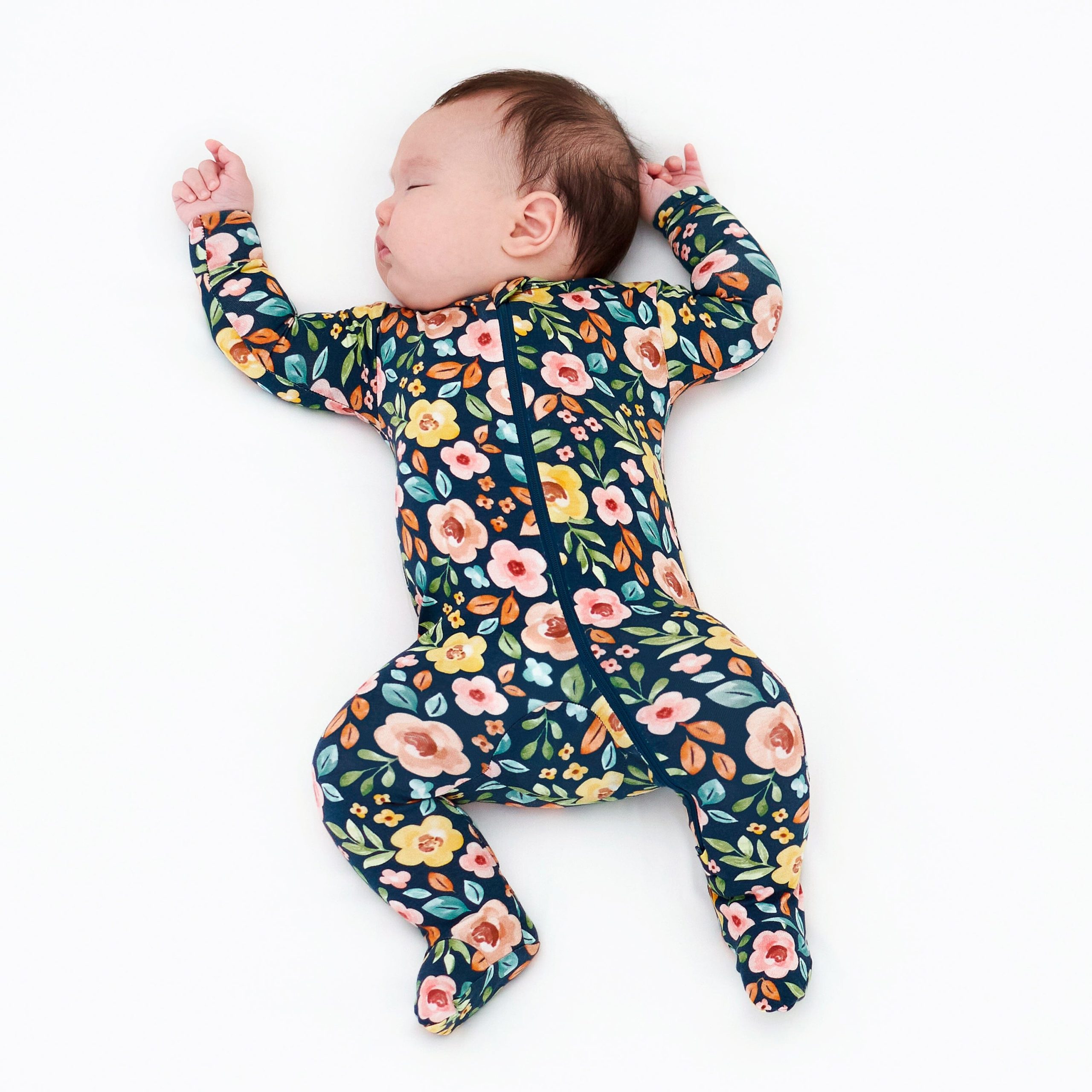 Baby & Toddler Girls Midnight Floral Buttery Soft Viscose Made from Eucalyptus Snug Fit Footed Pajamas - Image 5