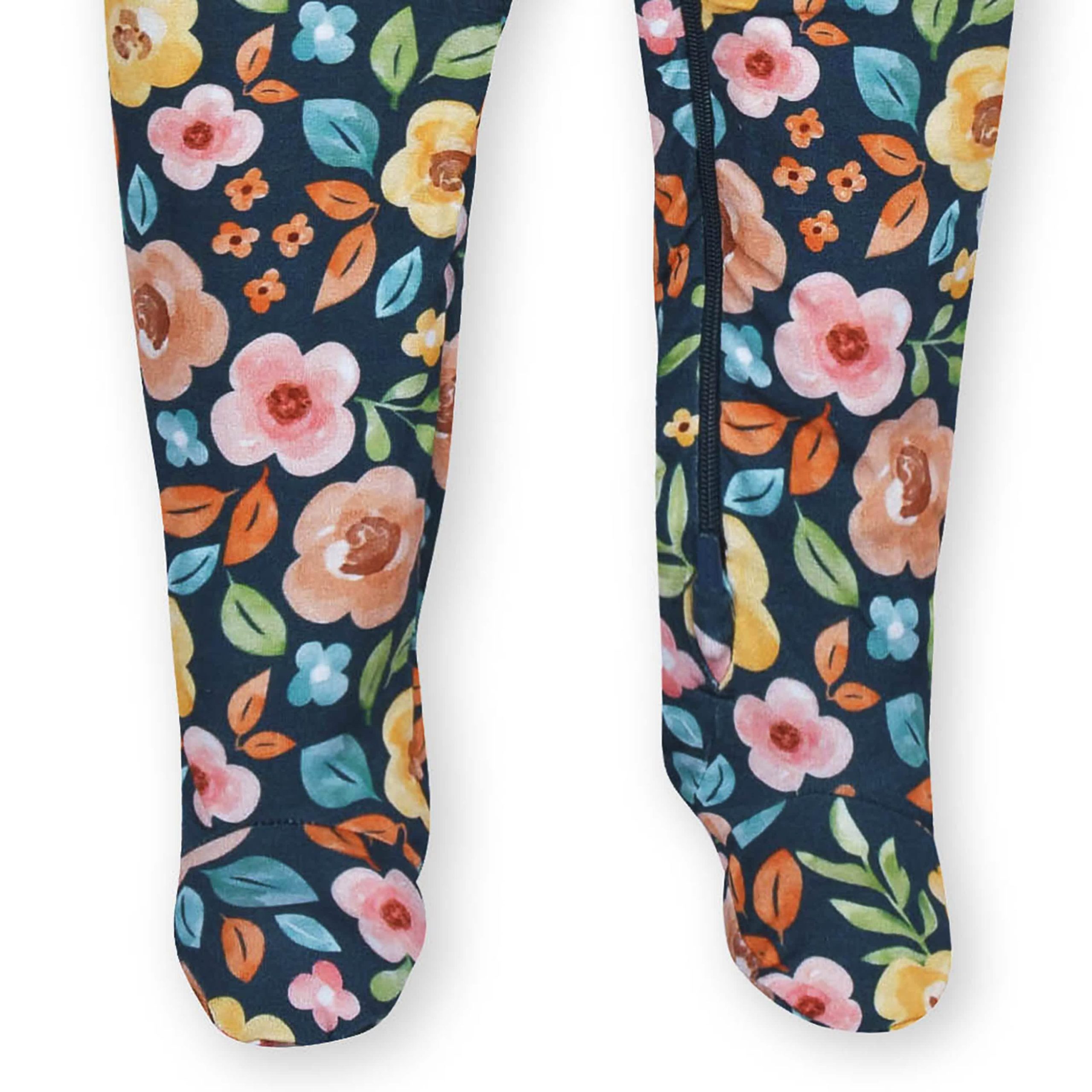 Baby & Toddler Girls Midnight Floral Buttery Soft Viscose Made from Eucalyptus Snug Fit Footed Pajamas - Image 8