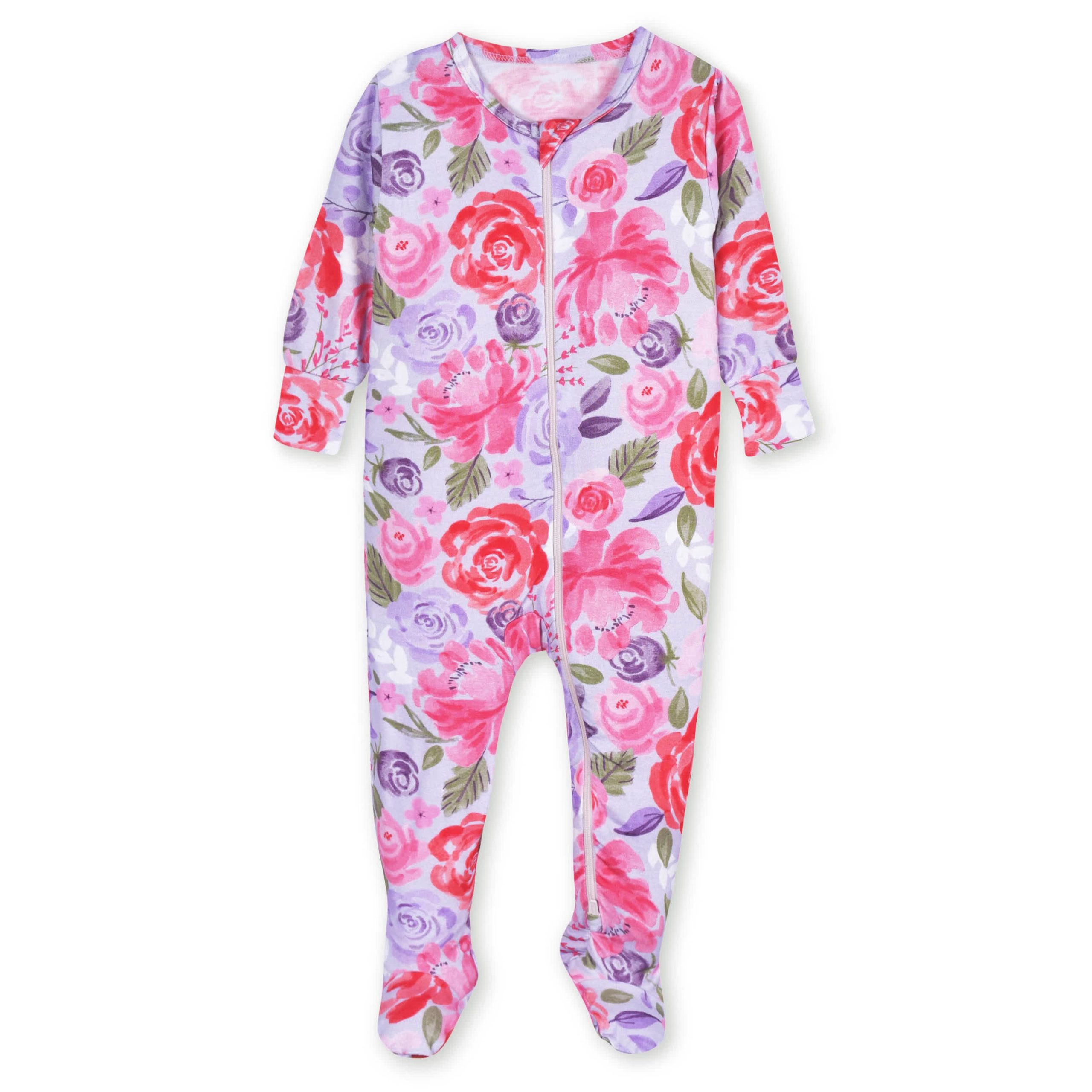 Baby & Toddler Girls Lilac Garden Buttery Soft Viscose Made from Eucalyptus Snug Fit Footed Pajamas - Image 2