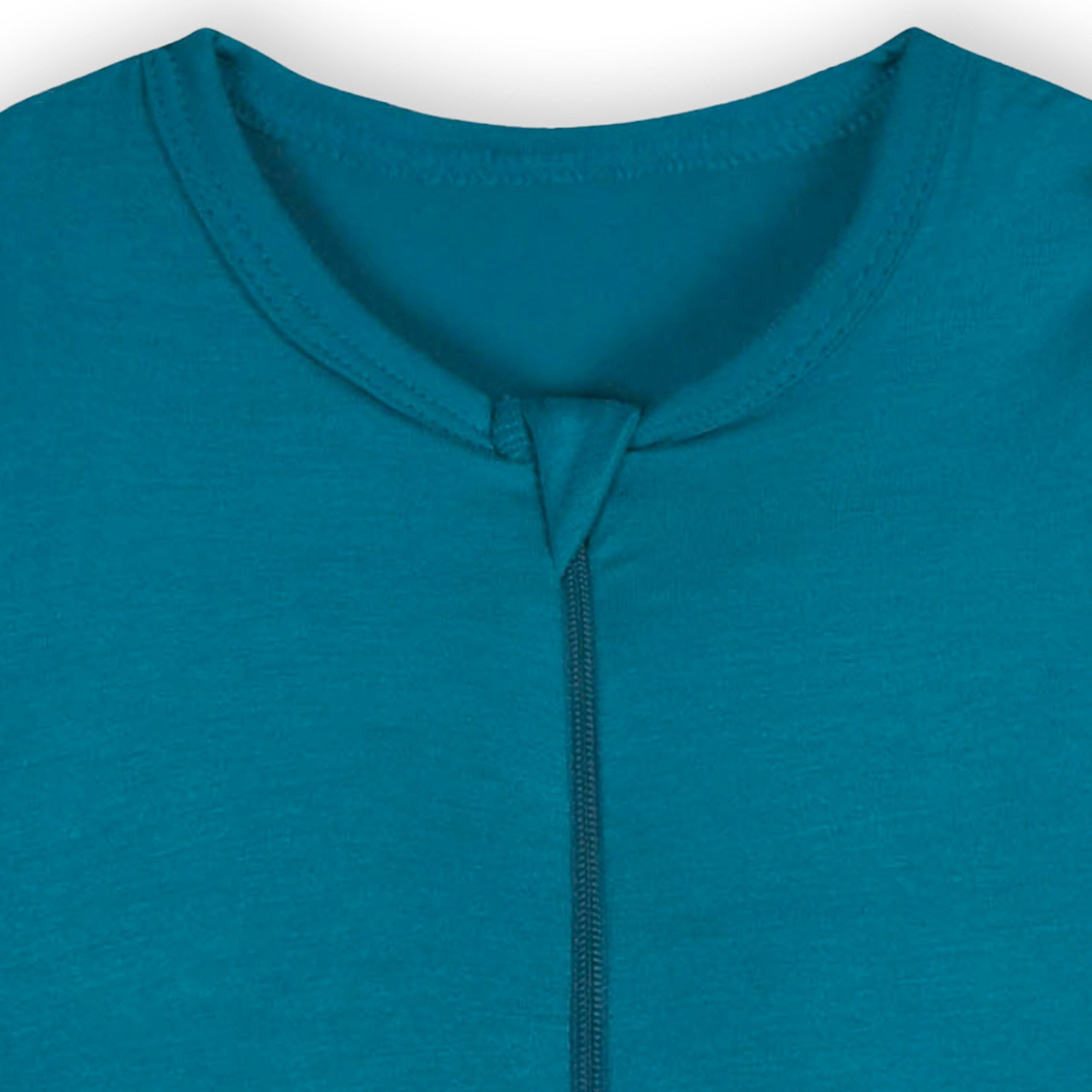 Baby & Toddler Ocean Teal Buttery Soft Viscose Made from Eucalyptus Snug Fit Footed Pajamas - Image 4