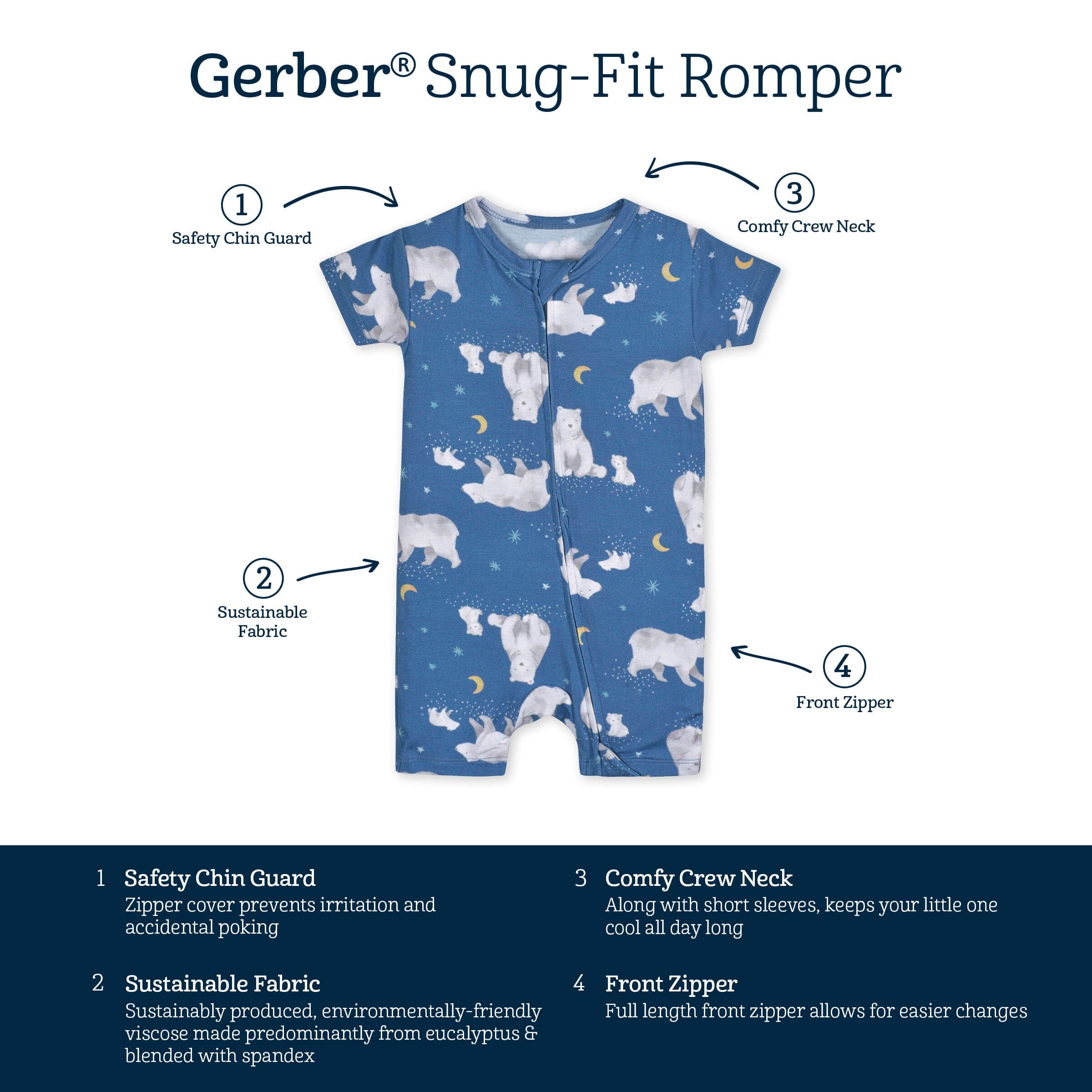 Baby Polar Night Buttery Soft Viscose Made from Eucalyptus Snug Fit Romper - Image 5