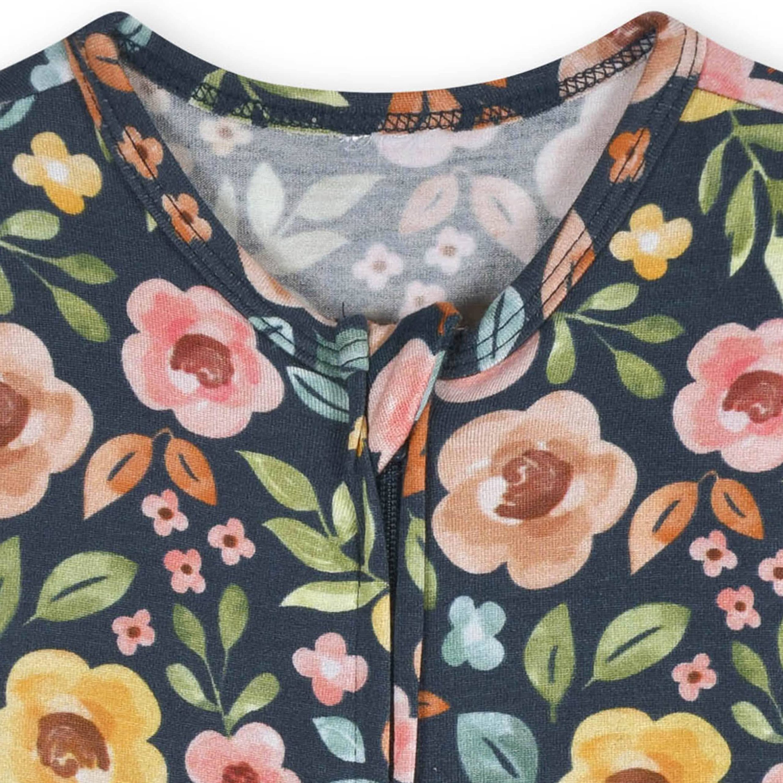 Baby Girls Midnight Floral Buttery Soft Viscose Made from Eucalyptus Snug Fit Romper - Image 6