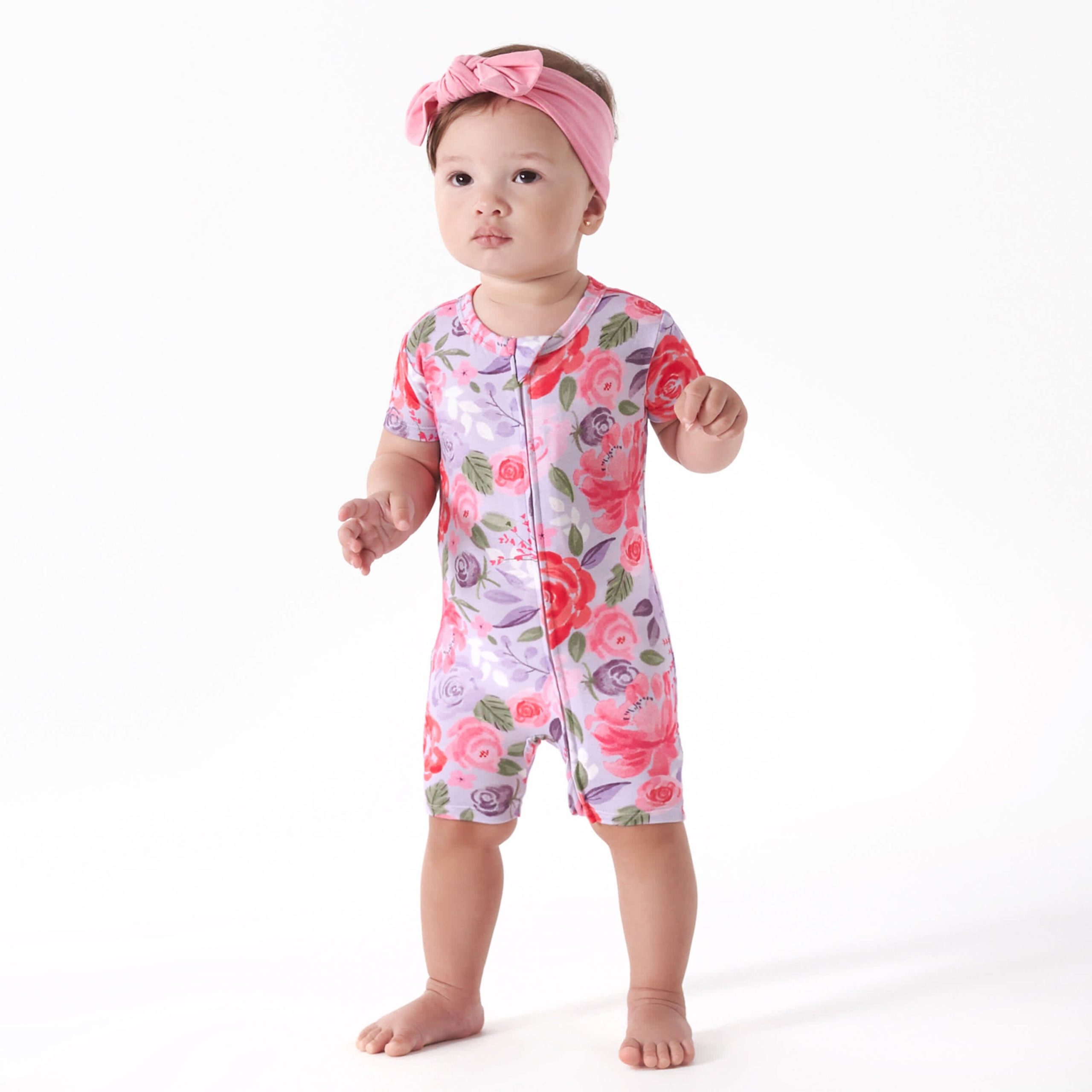 Baby Girls Lilac Garden Buttery Soft Viscose Made from Eucalyptus Snug Fit Romper - Image 3
