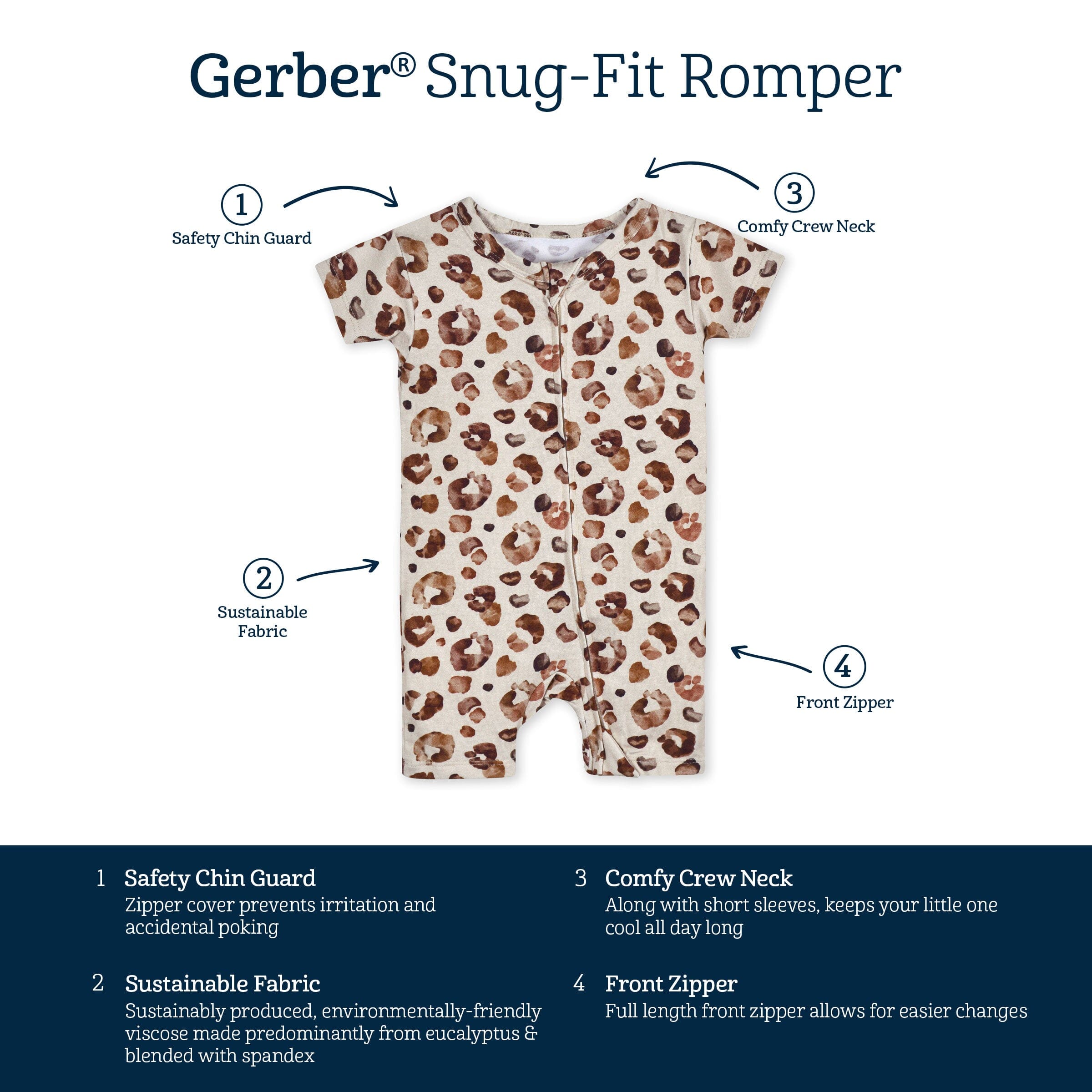 Baby Spotted Leopard Buttery Soft Viscose Made from Eucalyptus Snug Fit Romper, 6-9M - Image 5