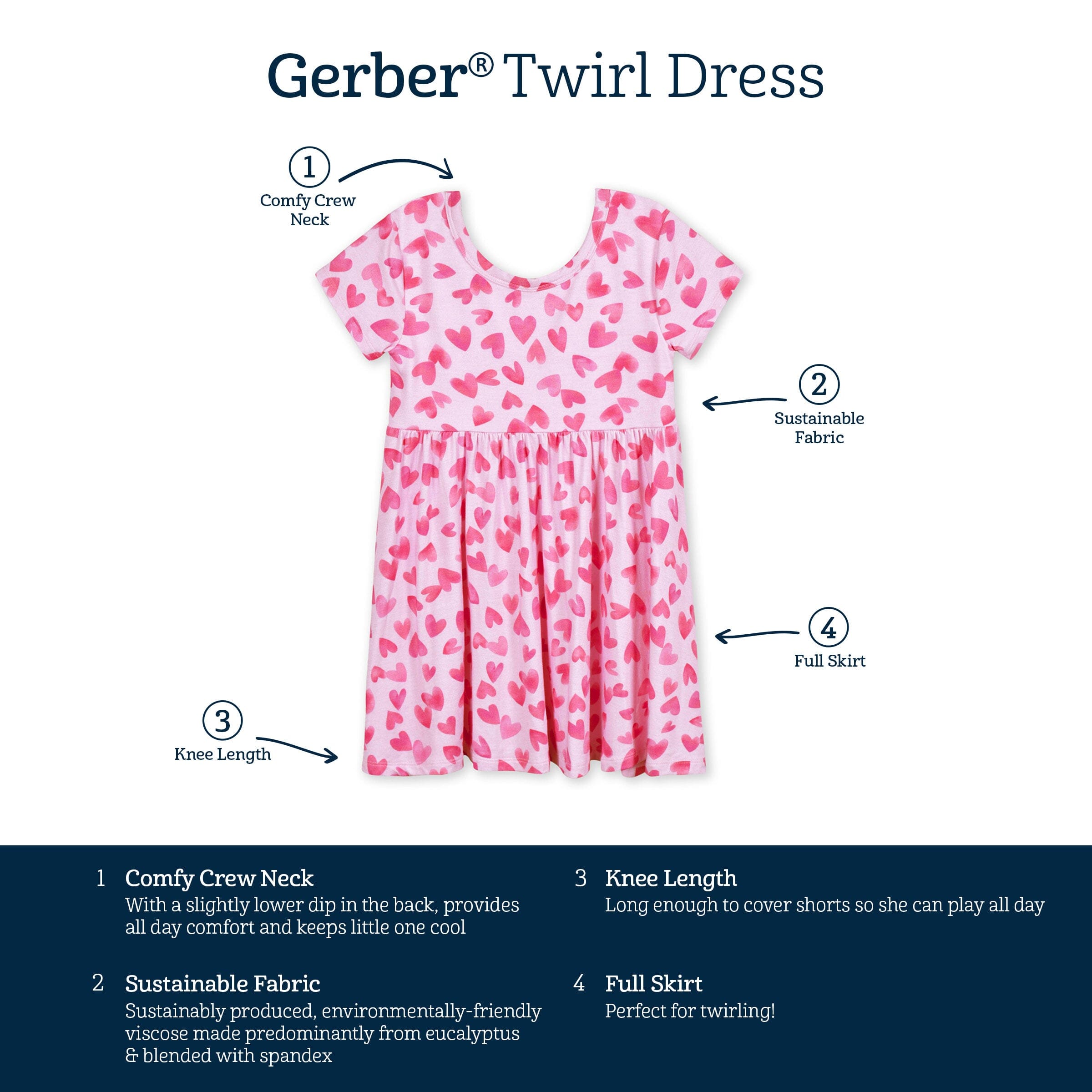 Toddler Girls Heartfelt Buttery Soft Viscose Made from Eucalyptus Twirl Dress - Image 5